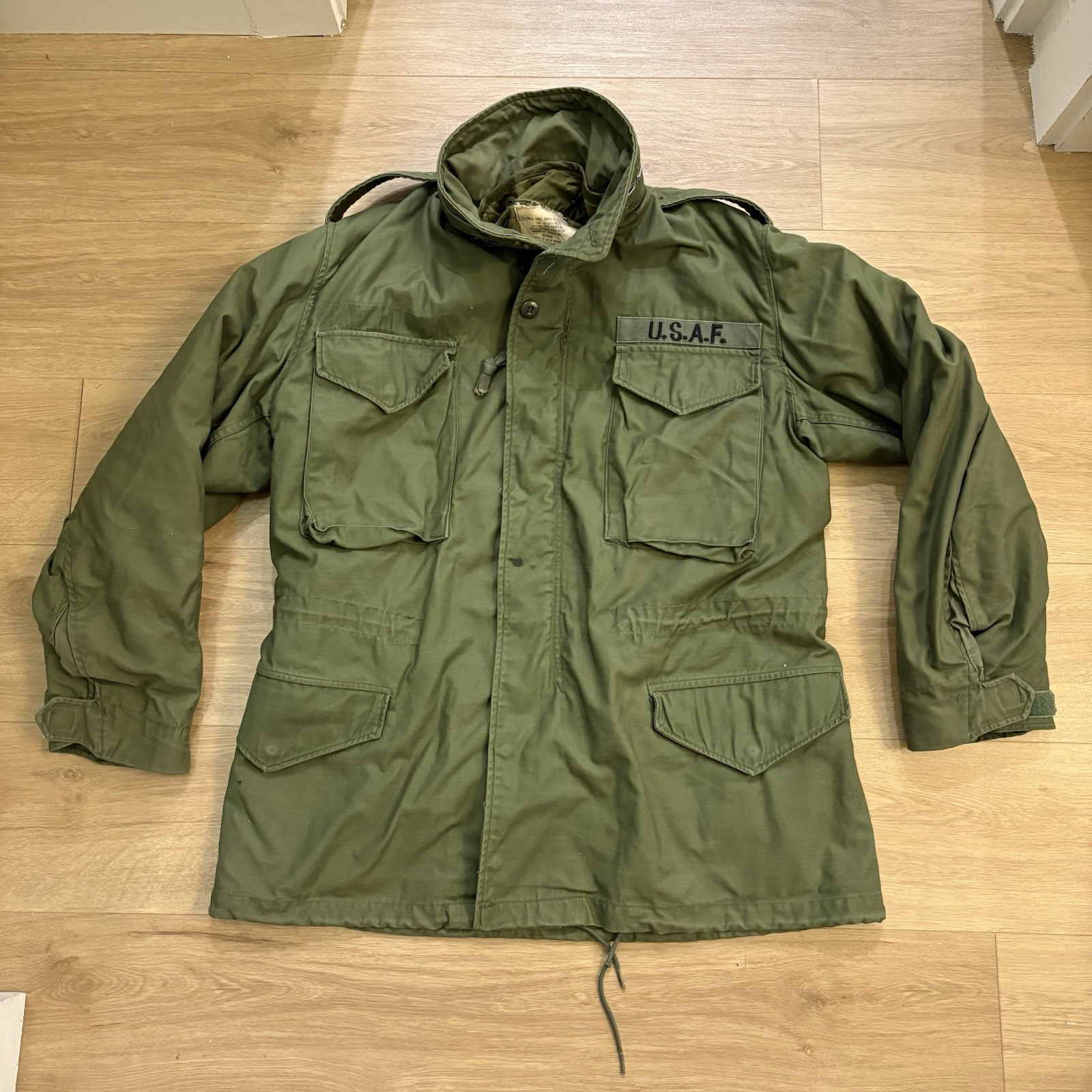 Vintage Alpha Industries M-65 Field Coat Jacket w/ Hood Mens Medium Vintage 