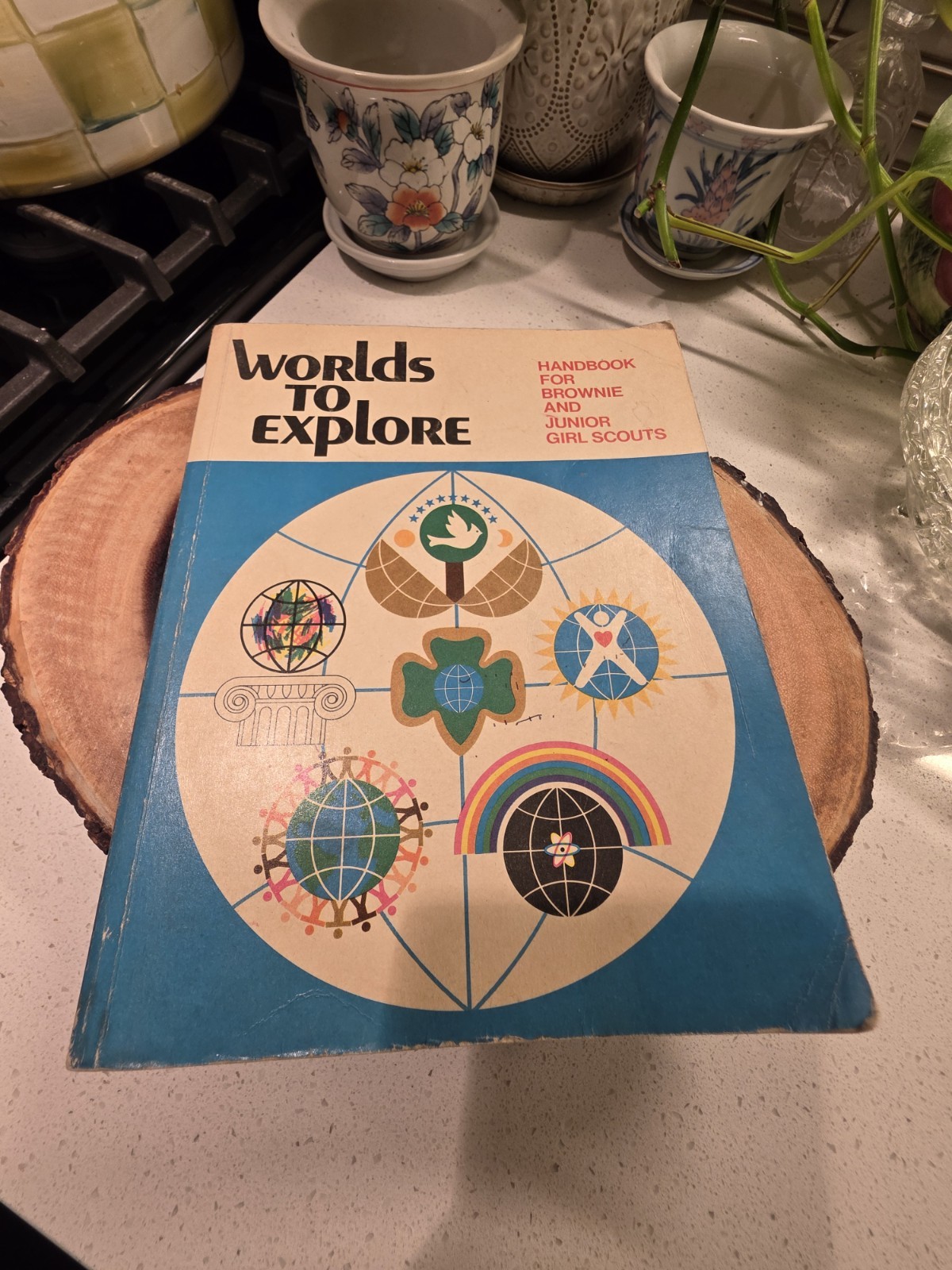 Vtg 1977 Girl Scouts Handbook Worlds To Explore Brownie Junior Badges Book