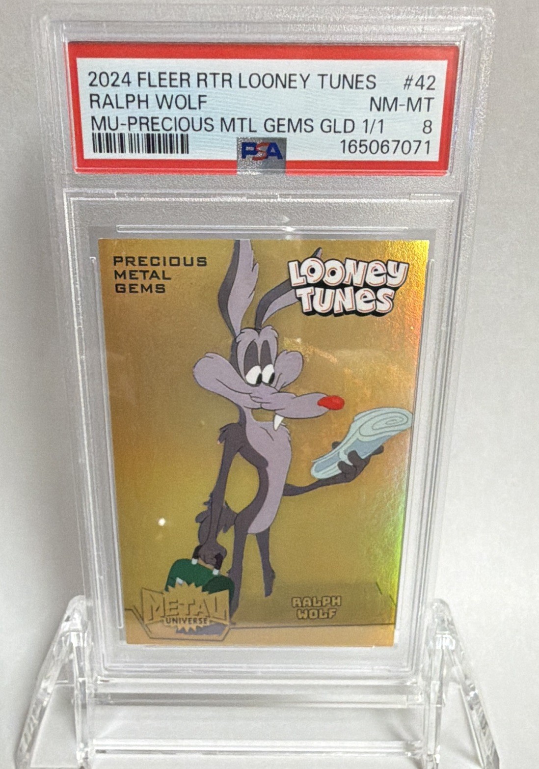 Fleer 2024 Retro Looney Tunes Ralph Wolf PMG Gold #42 PSA 8 1/1