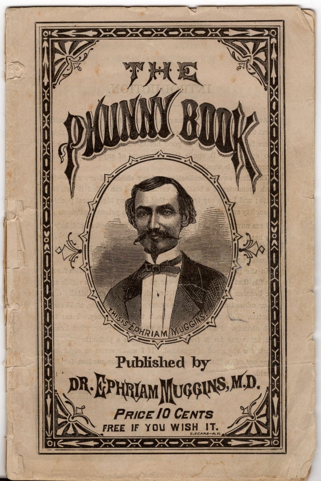 1875 The Phunny Book almanac Ephriam Muggins 4 in by 6.25 inch Rare/Scarce