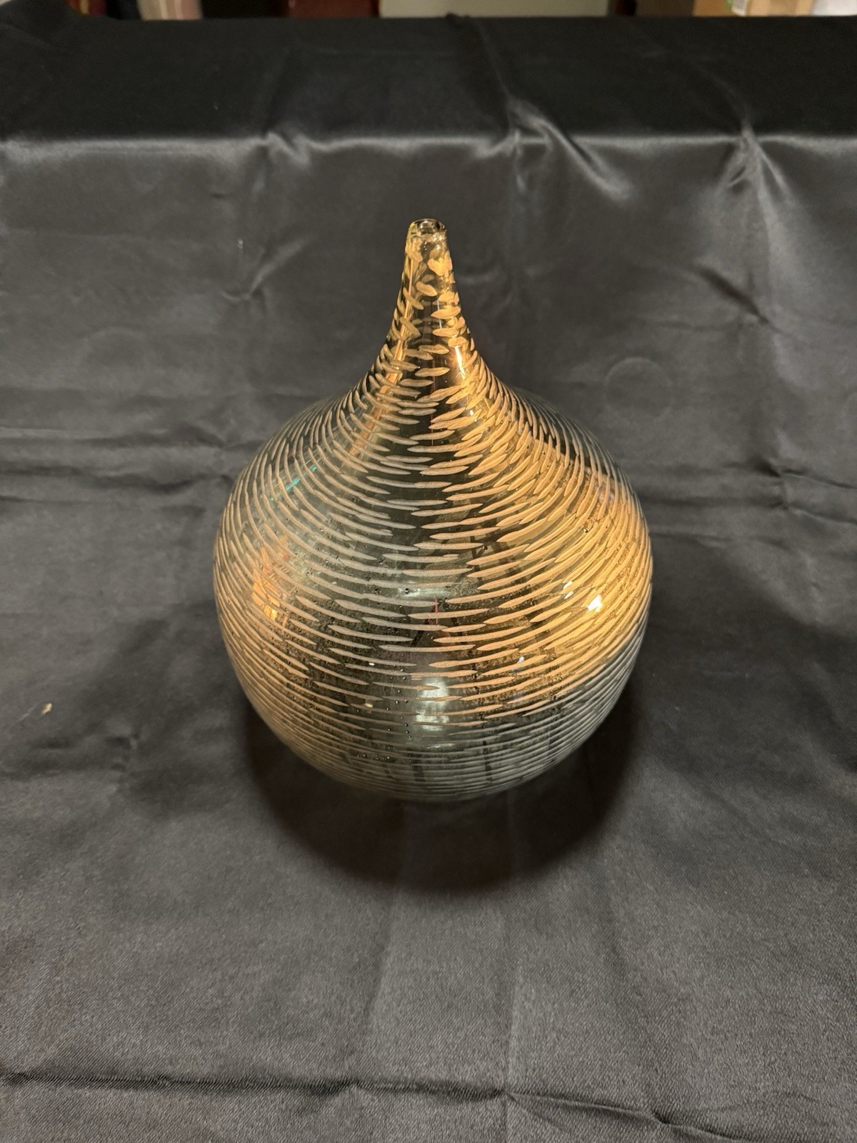 Vintage Mid century Modern Design Art Glass Fluted Vase 1970 Belgium preowned