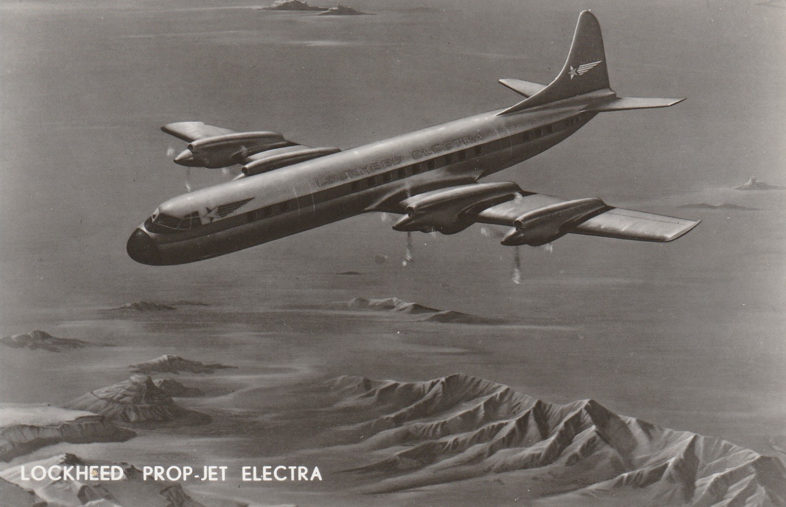 vintage rppc Lockheed Electra L-188 aircraft in company colours
