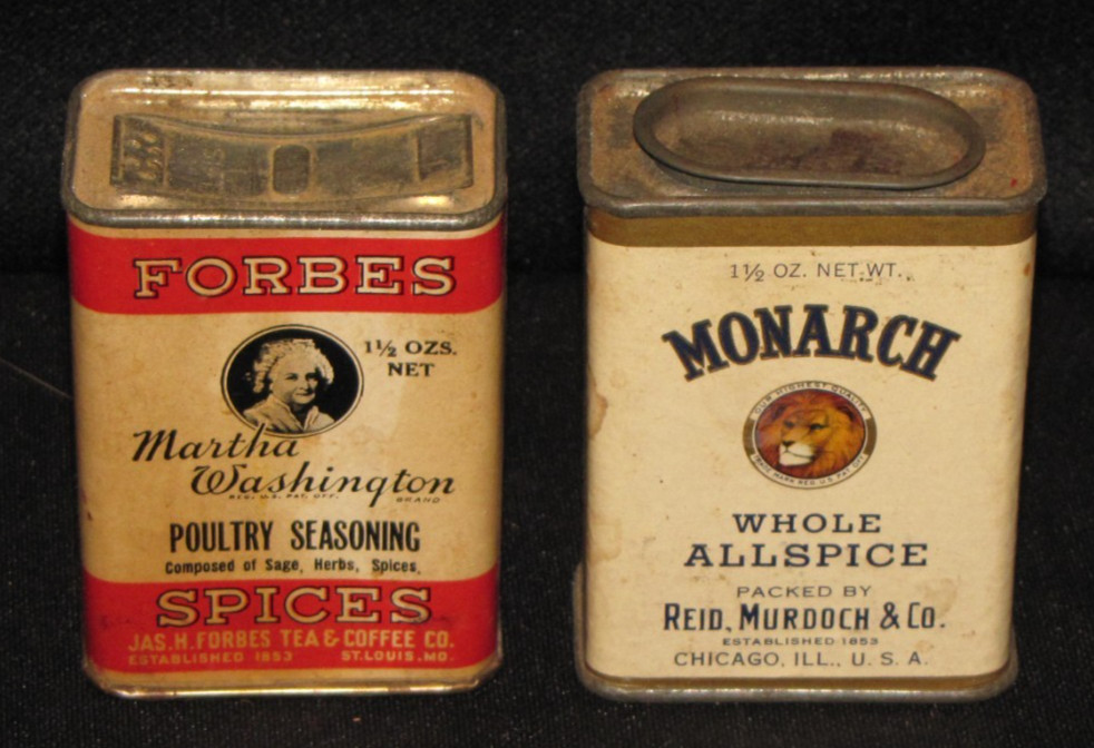 Monarch Lion's Head  Allspice & Forbes Martha Washington Poultry Seasoning Tins