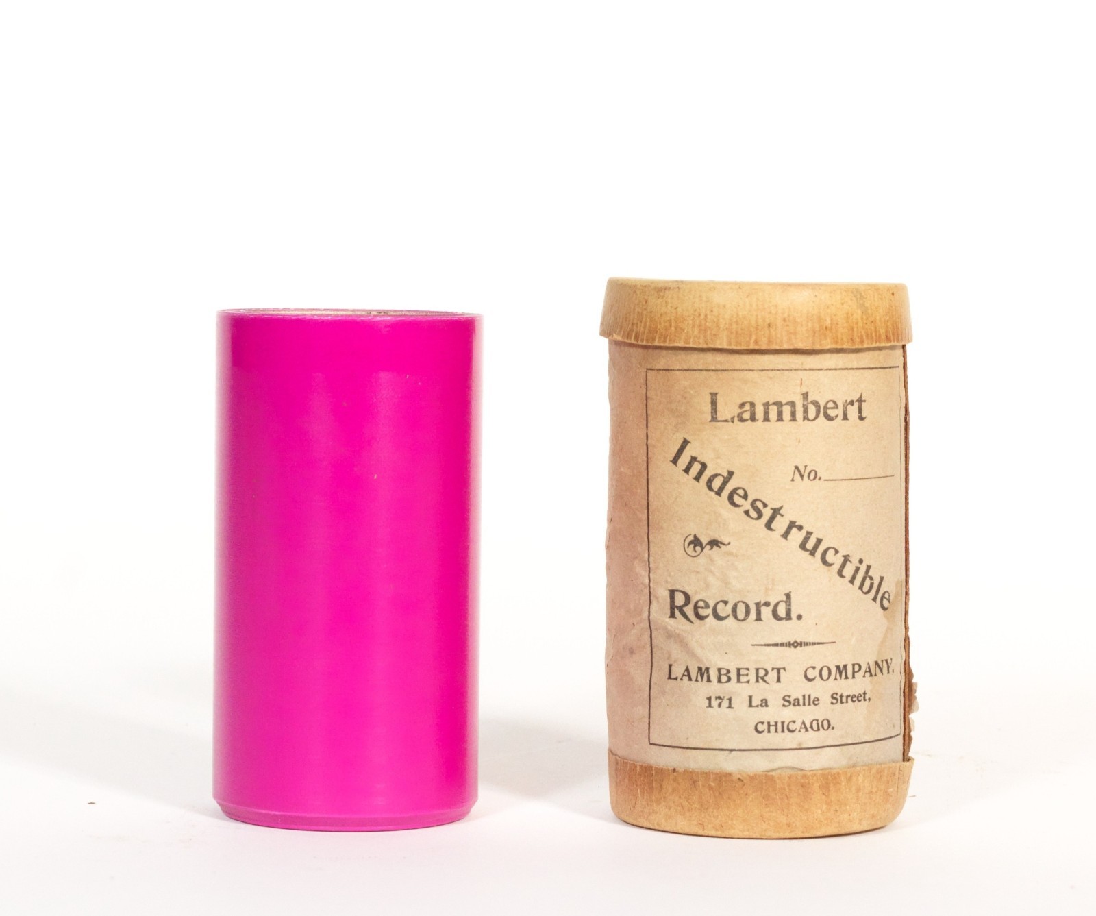 Mint-In-Box Pink Lambert Phonograph Cylinder * Radiant Pink * Plays Great