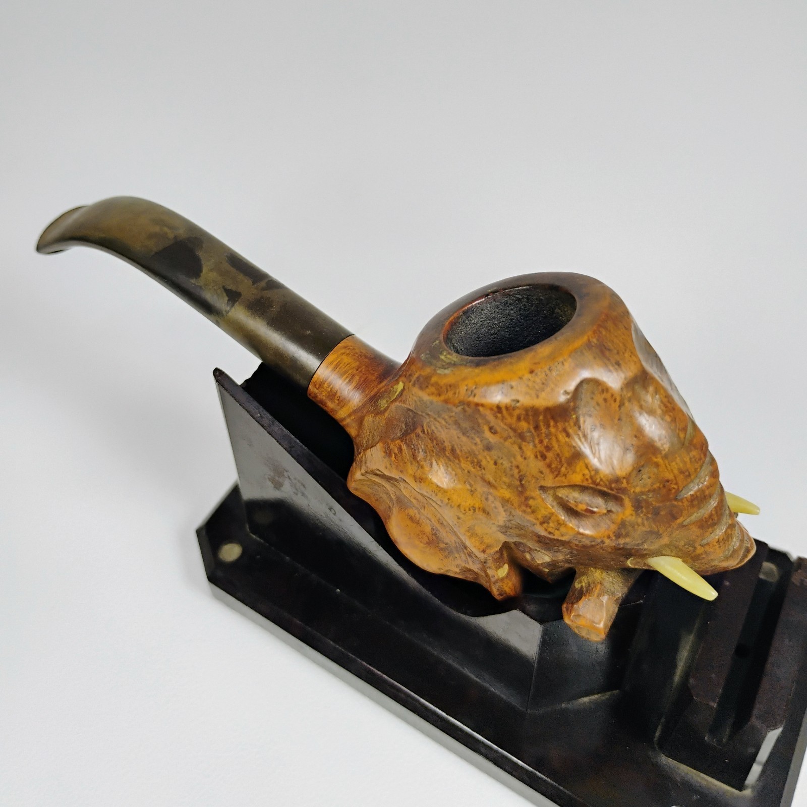 Rare Vintage Hand Carved Wooden Elephant Smoking Pipe Brair