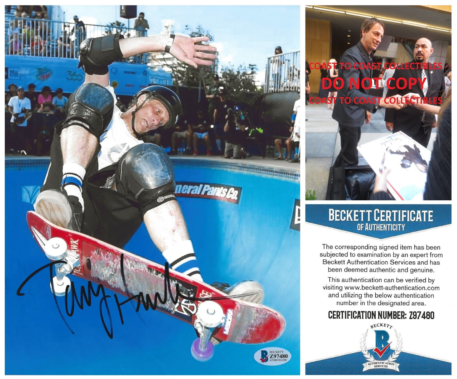 Tony Hawk legendary skateboarder signed 8x10 Photo proof Beckett COA,autographed
