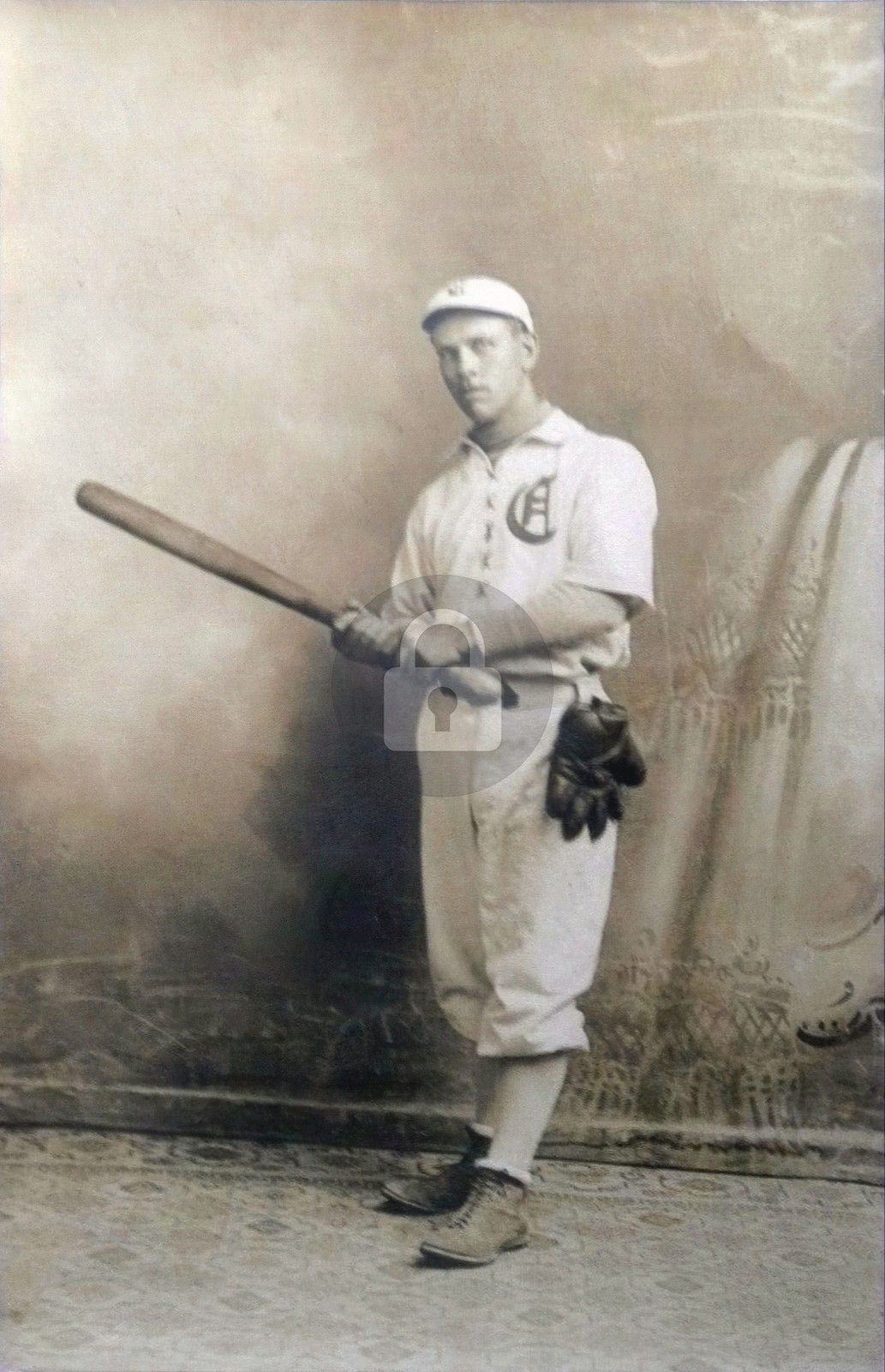1880s-90s Baseball Player w Glove & Bat RPP Postcard COPY