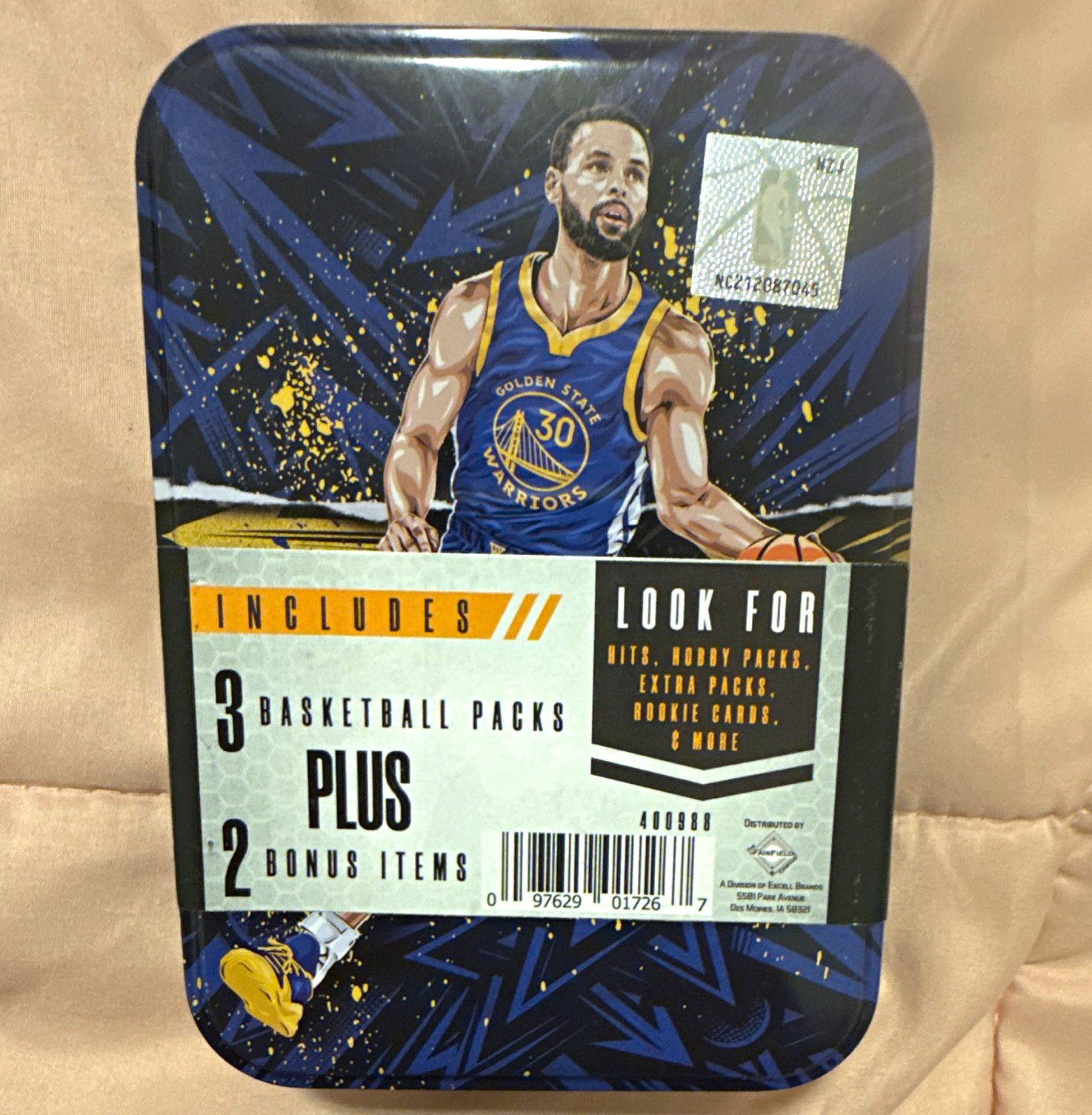 Panini NBA Stephen Curry Warriors Sealed Tin 3 Packs + 2 Bonus Packs