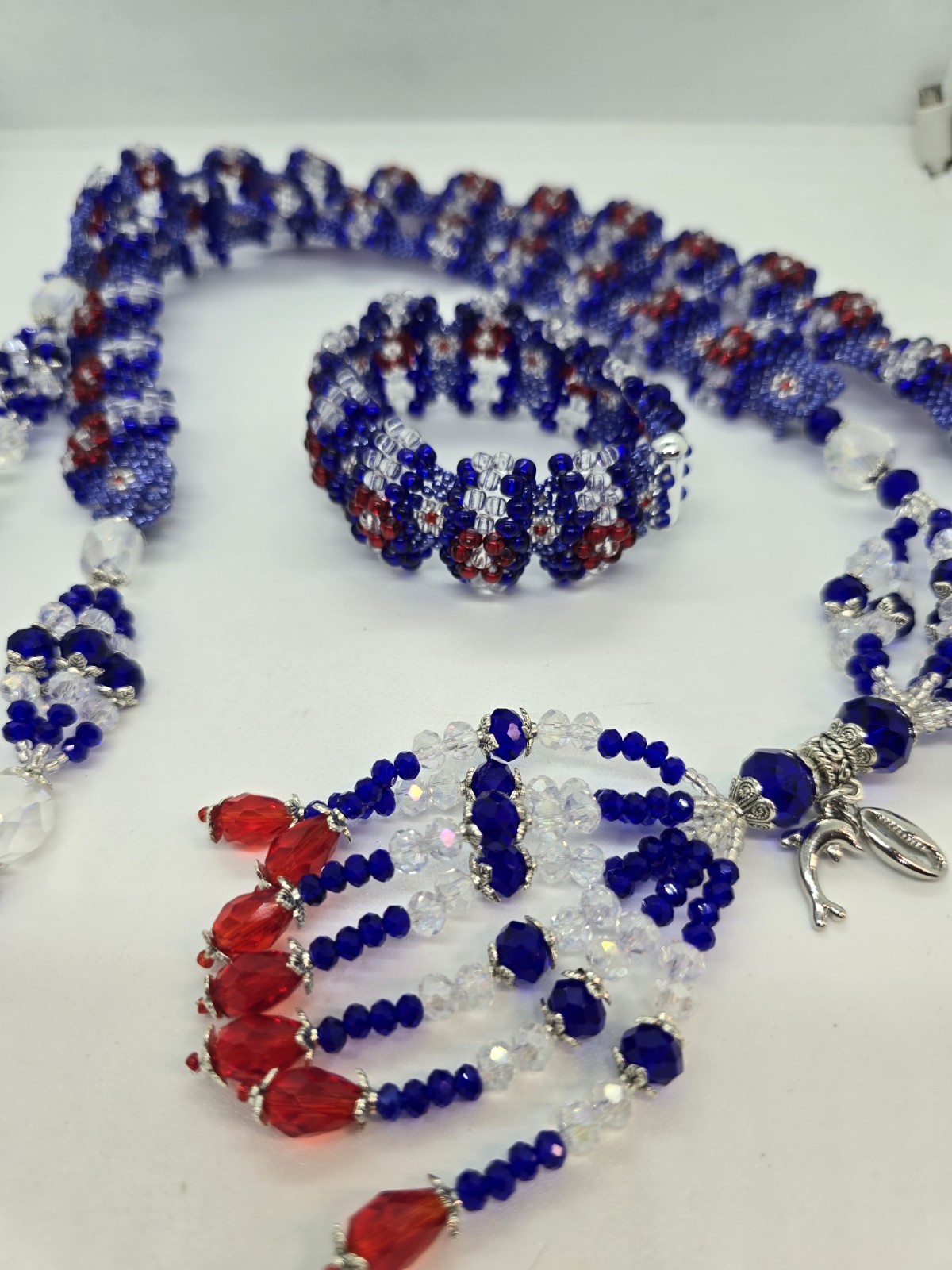 Set de collar e idde YEMAYA OKUTE Deluxe Tejido