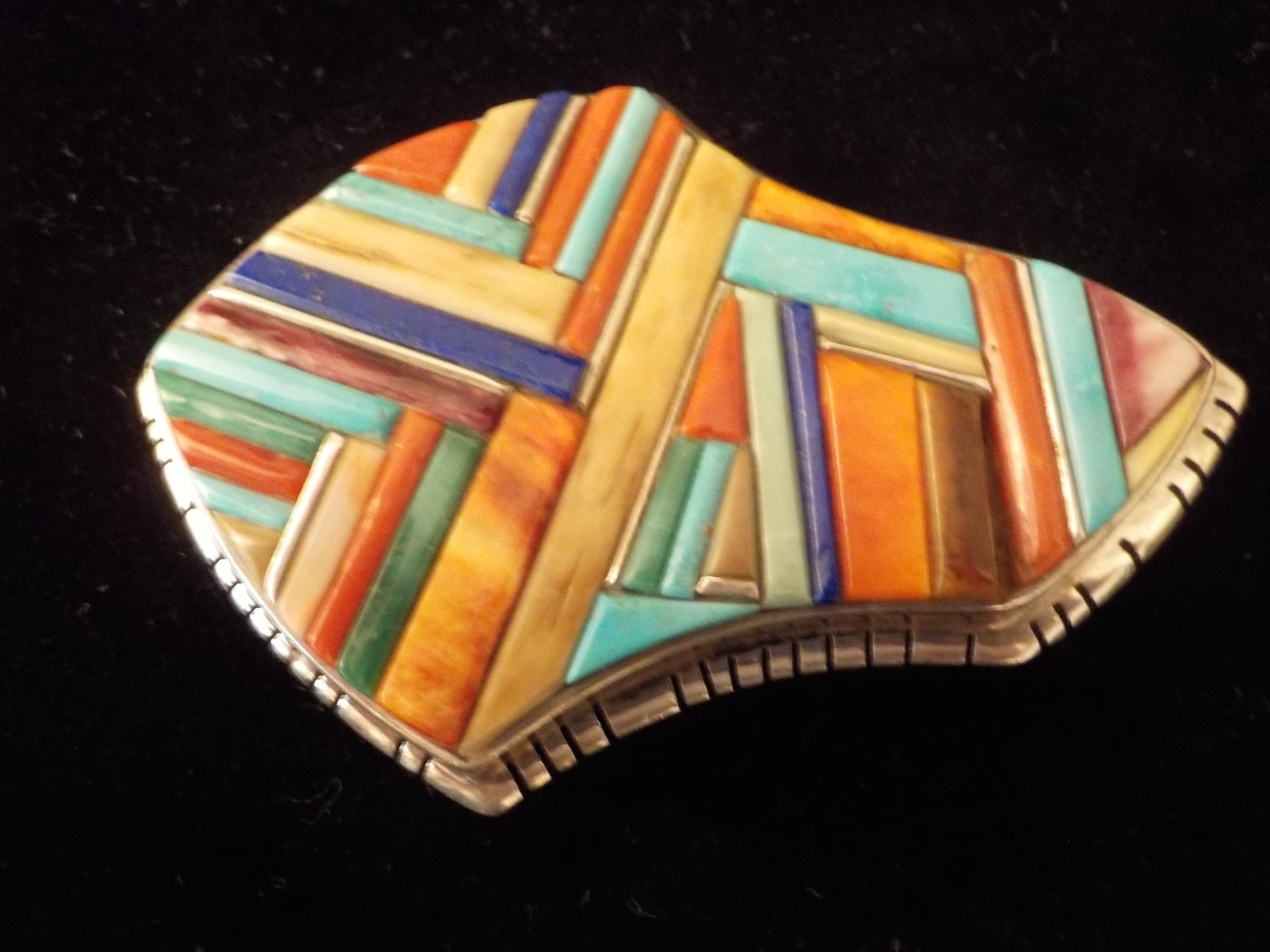 DAVID TUNE, Navajo, Exquisite Cobblestone Multi-stone Belt Buckle, 3 X 2 inches