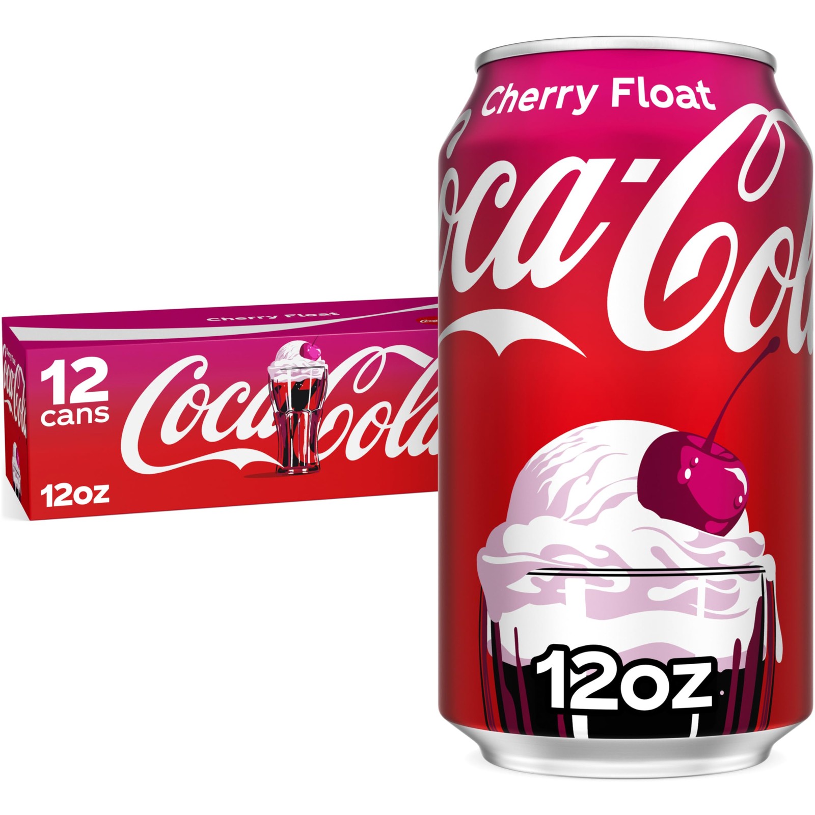 Coca-Cola Cherry Float Soda Soft Drink Cans, 12 Fl Oz (Pack of 12), Caramel