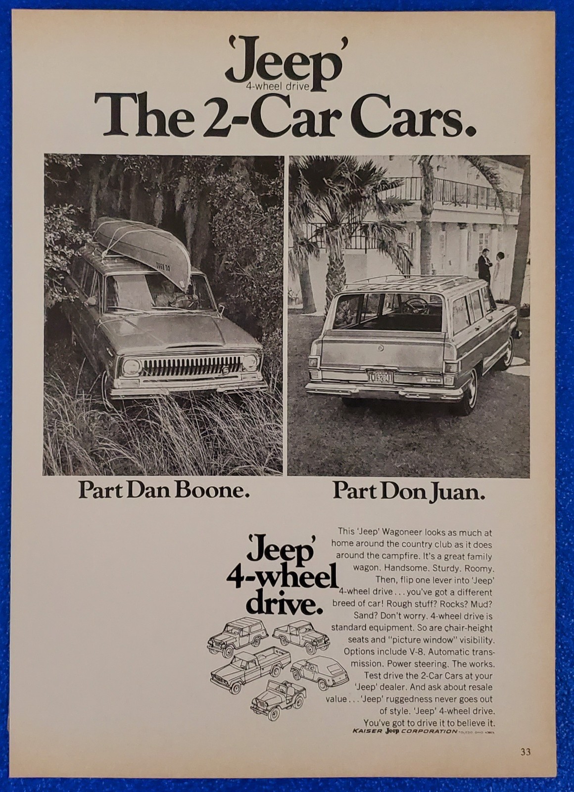 1969 CLASSIC JEEP WAGONEER ORIGINAL PRINT AD \