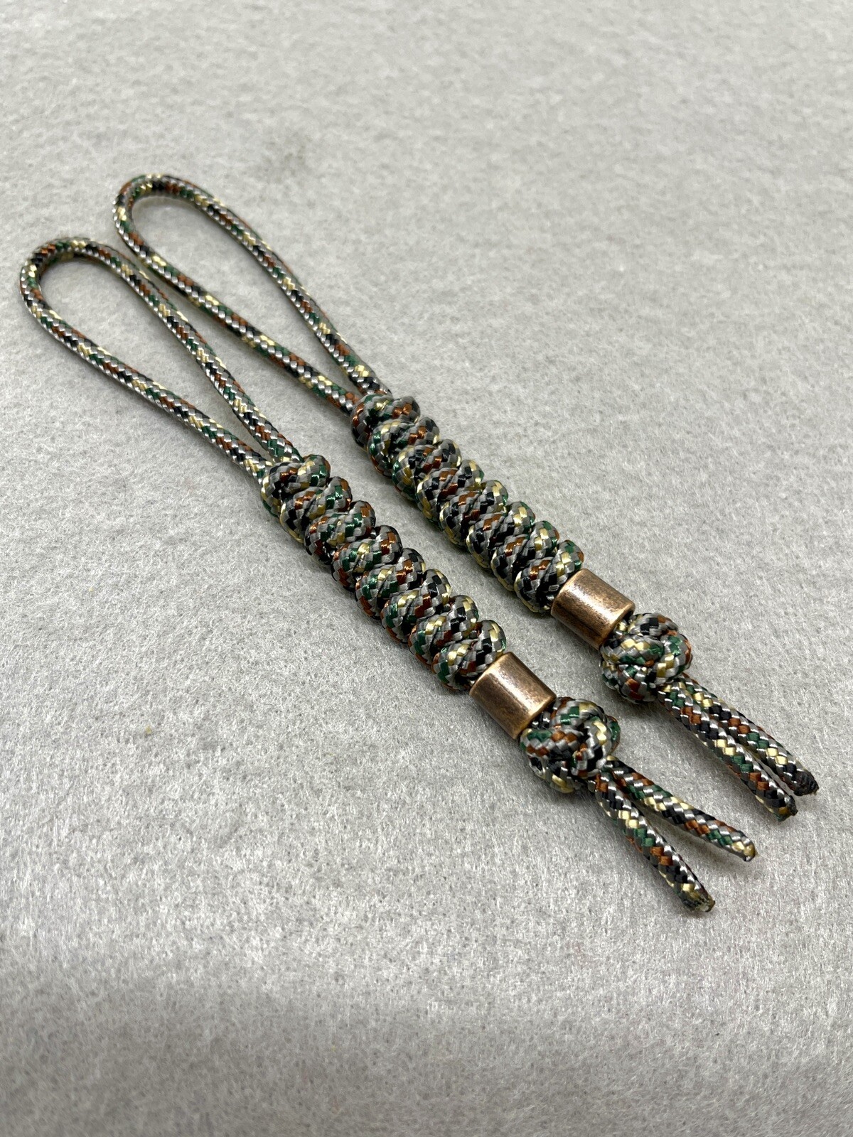 2mm Paracord Knife Lanyard 2pk, Camo Snake Knot With Copper Tube Bead
