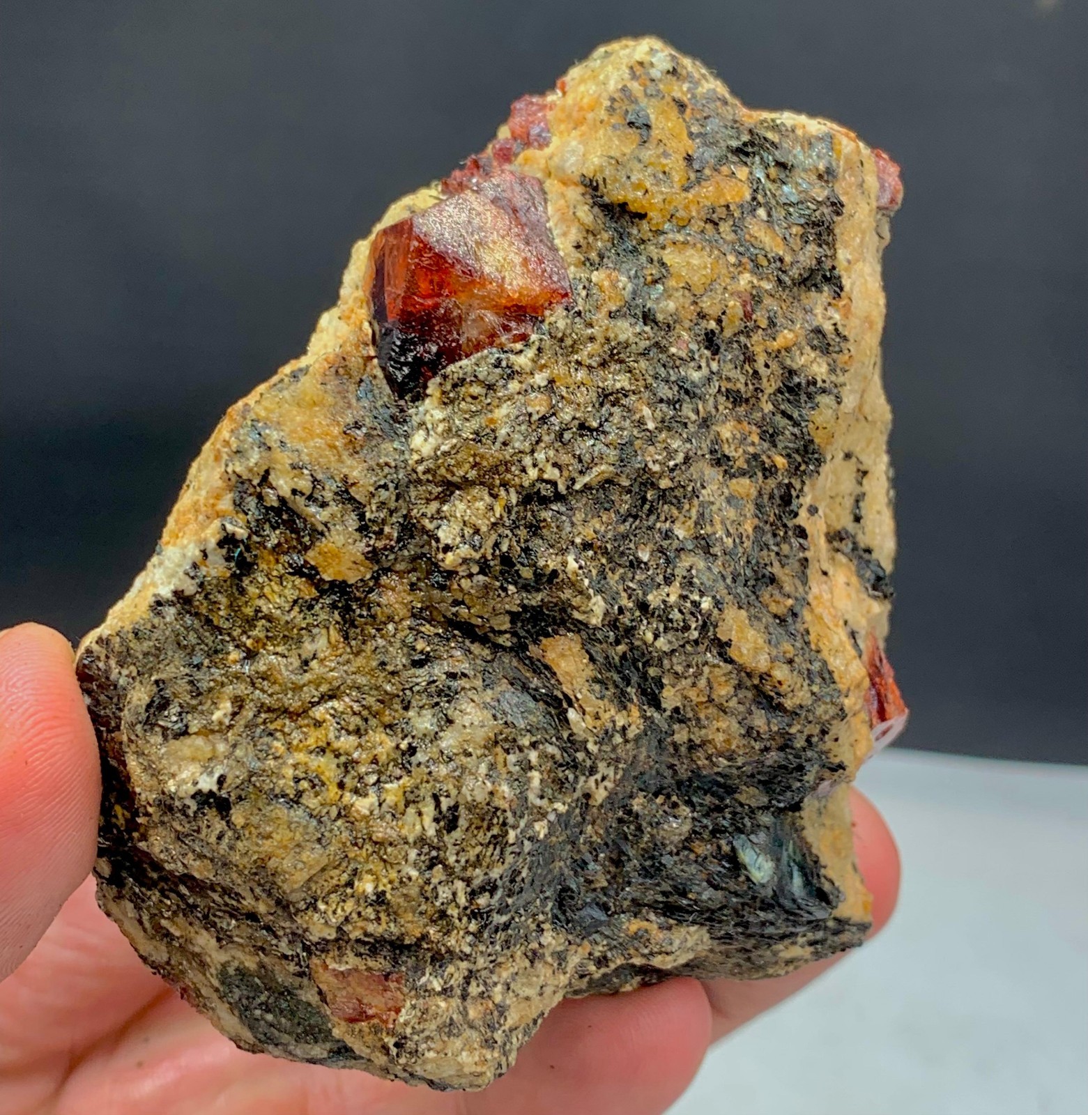 357.gram red colour zircon very interesting piece specimen 