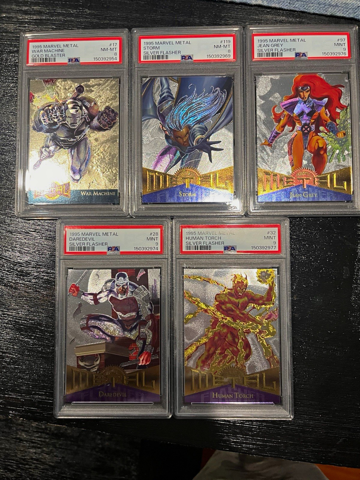 1995 Marvel Metal PSA Graded 5-Card Lot War Machine Storm Silver/Gold