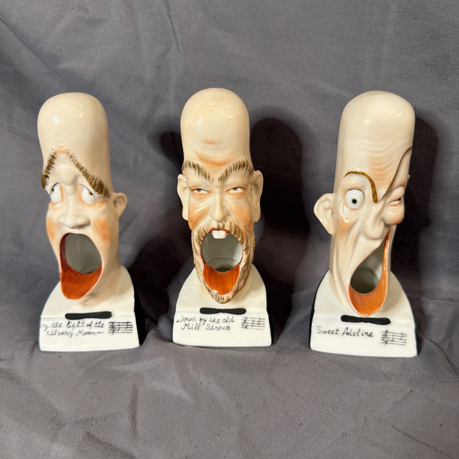 3 Schafer &  Vater Smoking Ears Ashtrays - Barbershop Japan Vintage 