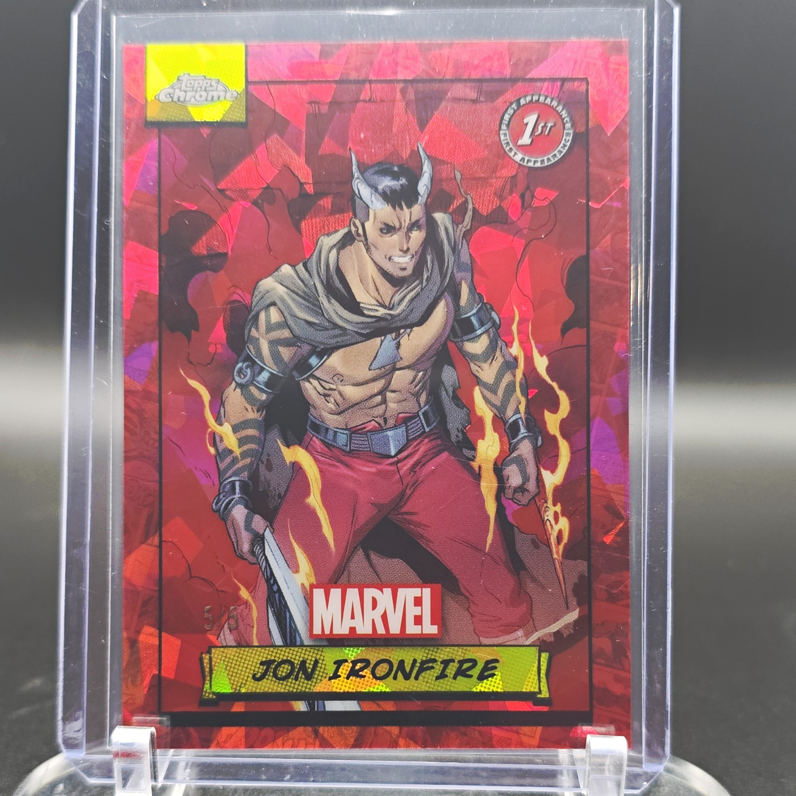 2024 Topps  Chrome Marvel Sapphire Jon Ironfire  #42 5/5 Omega 🔥🔥🔥