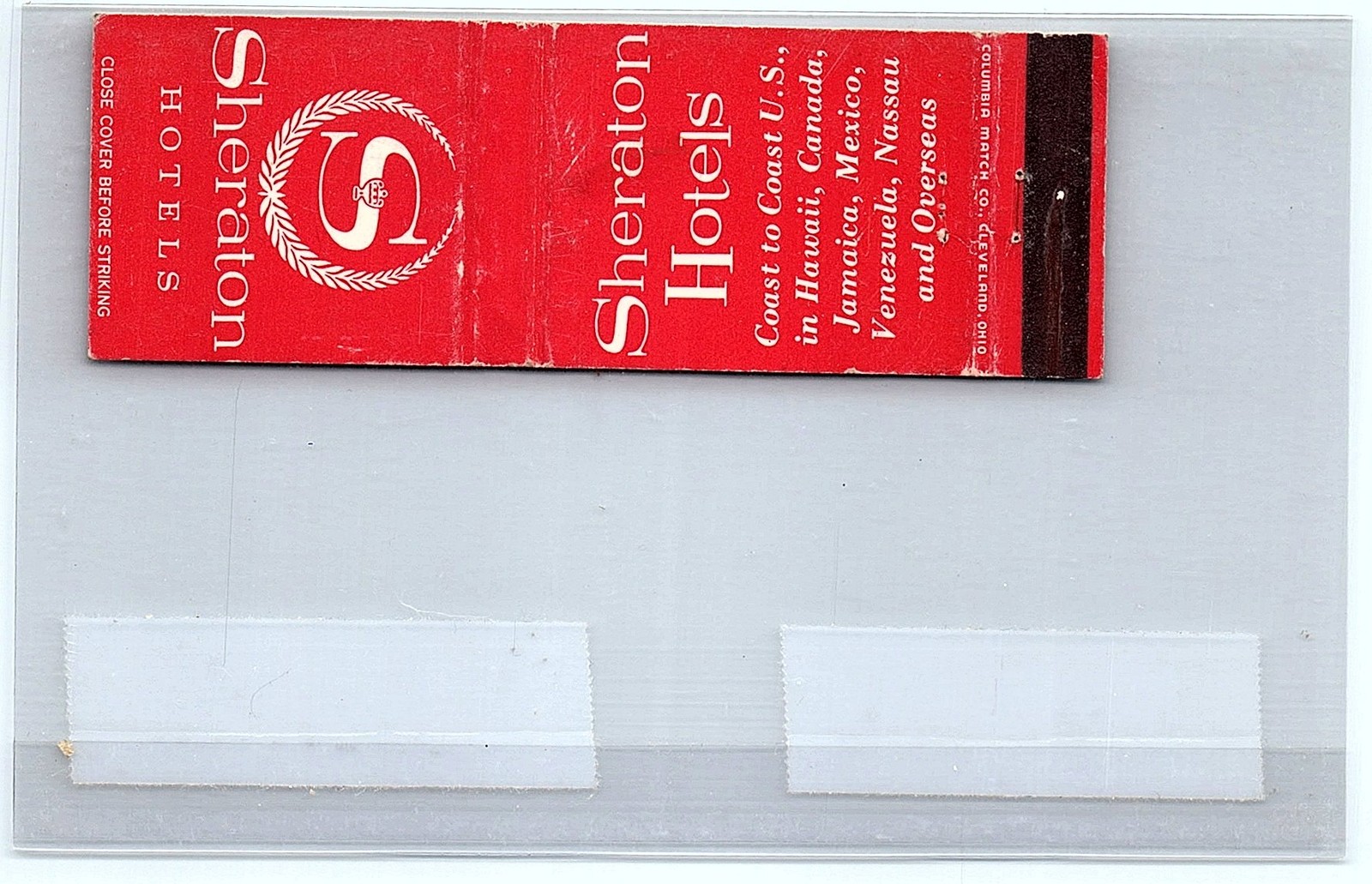 Vintage Sheraton Hotels matchbook, global locations