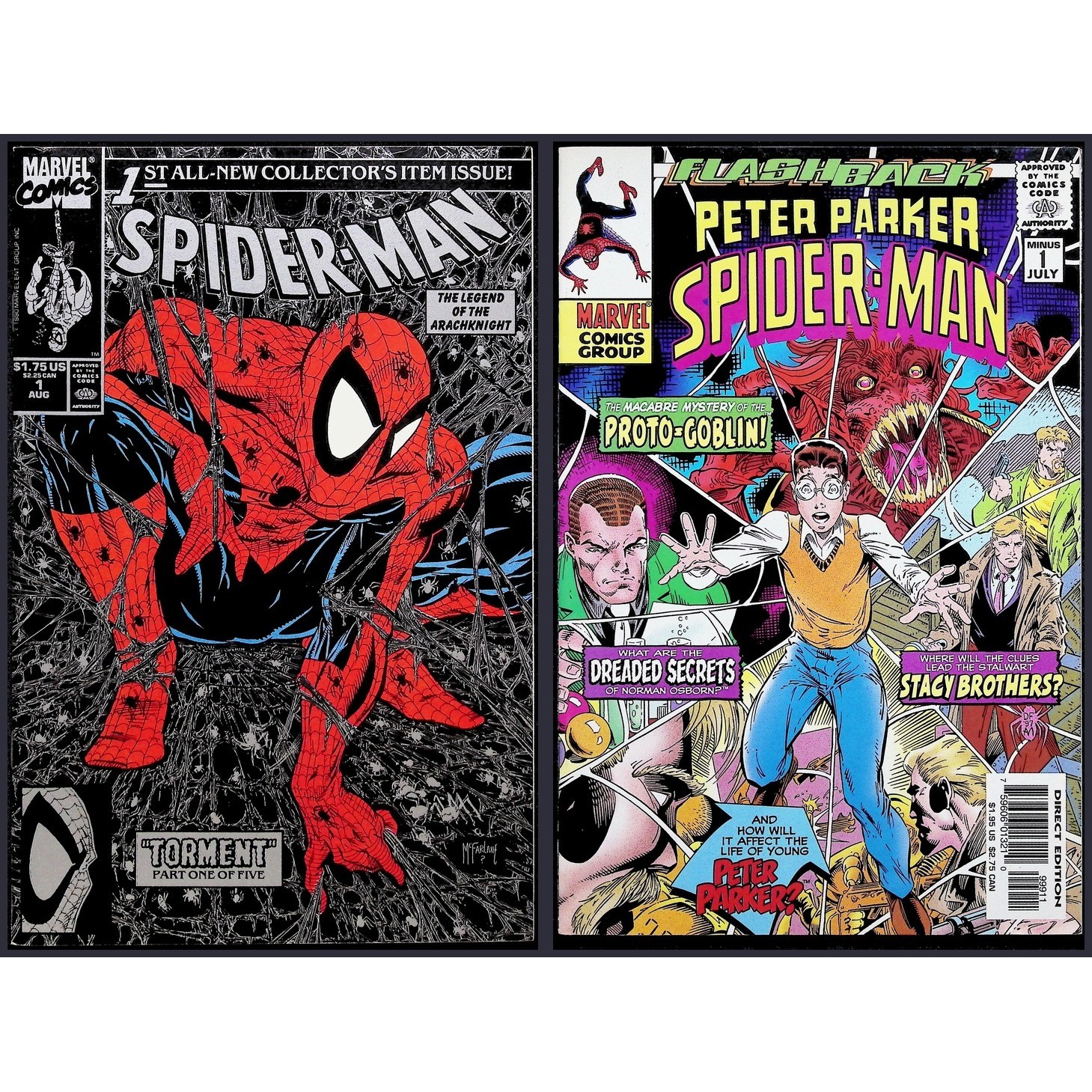 Spider-Man 2X Comic Lot #1 -1 Todd McFarlane Flashback 1st Proto-Goblin Marvel