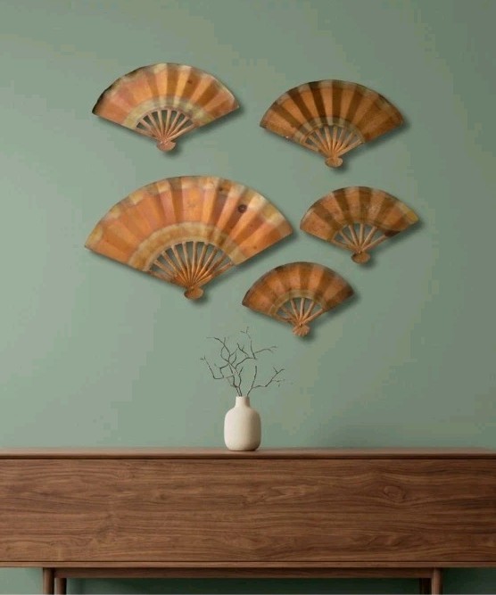 Vintage 80s Brass Copper Wall Fans Hamging Art Home Interiors Set 5 80s 90s Retr
