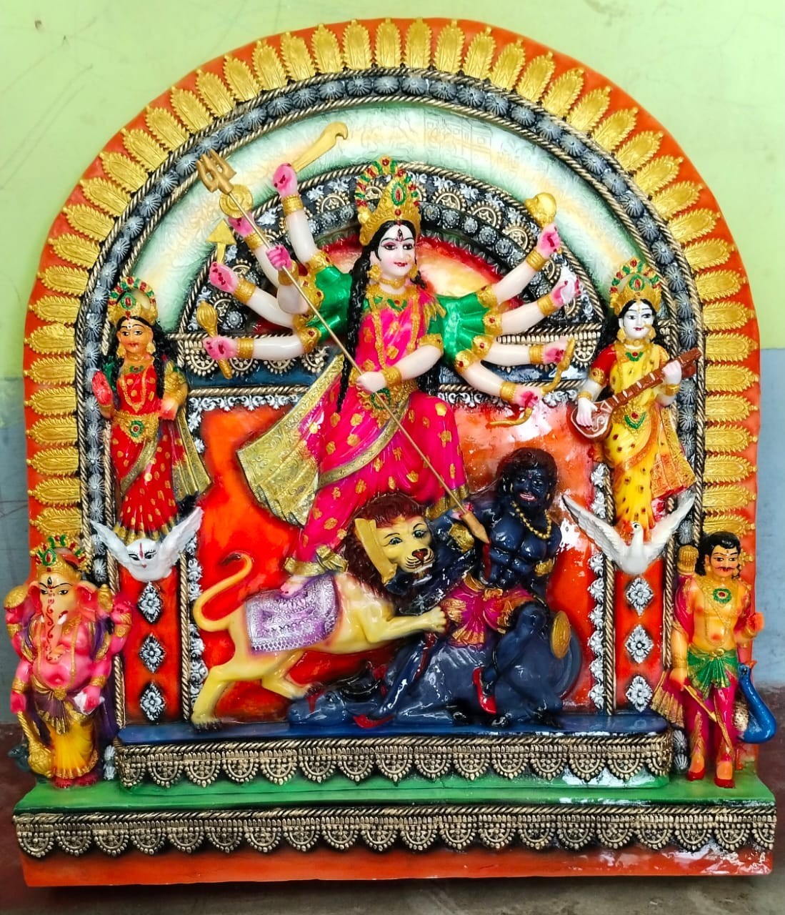 Full Family Durga Murti, 24 Inch Durga Statue, Durga Murti, Big Size Durga 