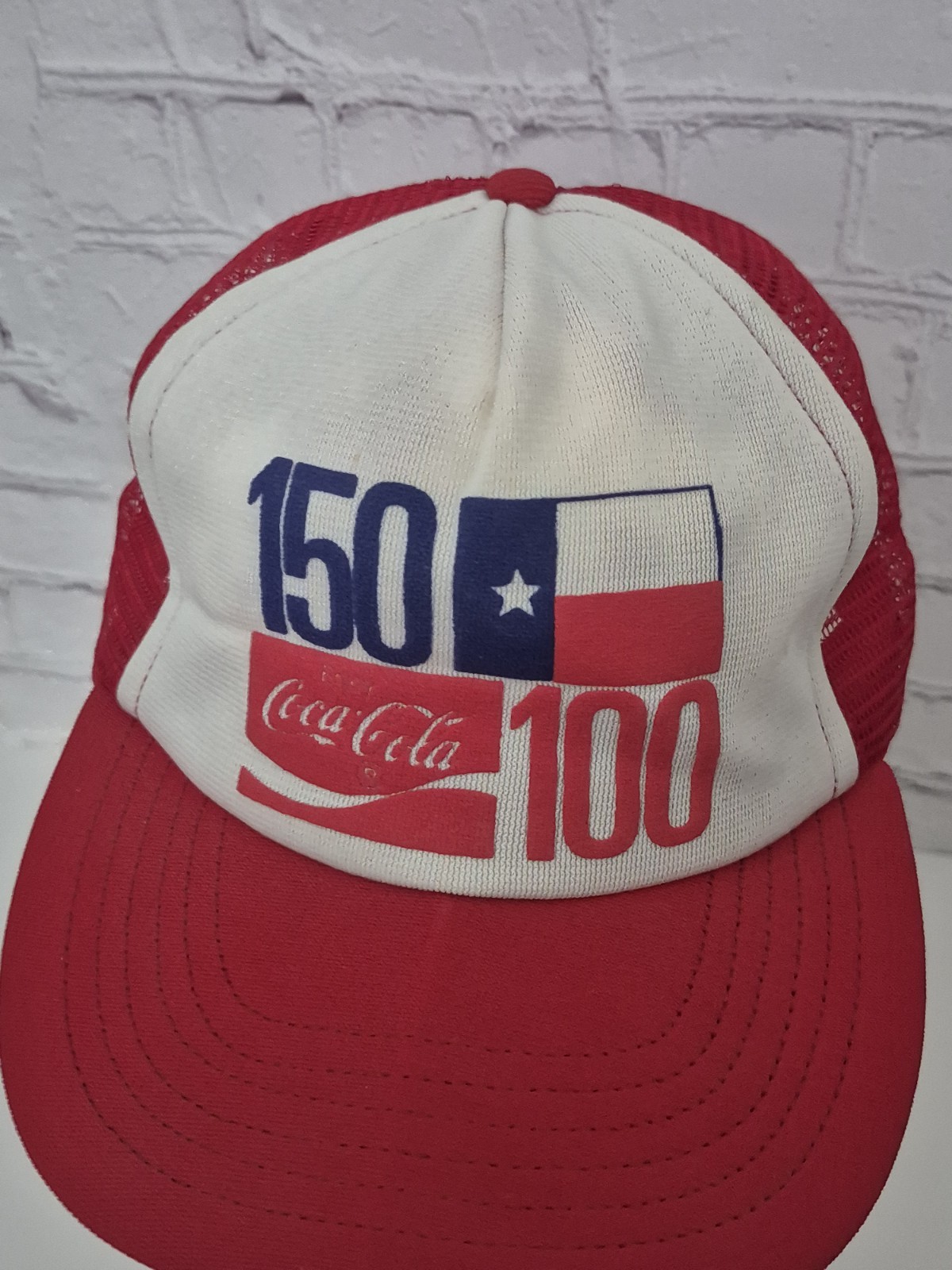 Coca-Cola Texas 150/100 Red White Blue Mesh Trucker Hat Cap Soda Theme