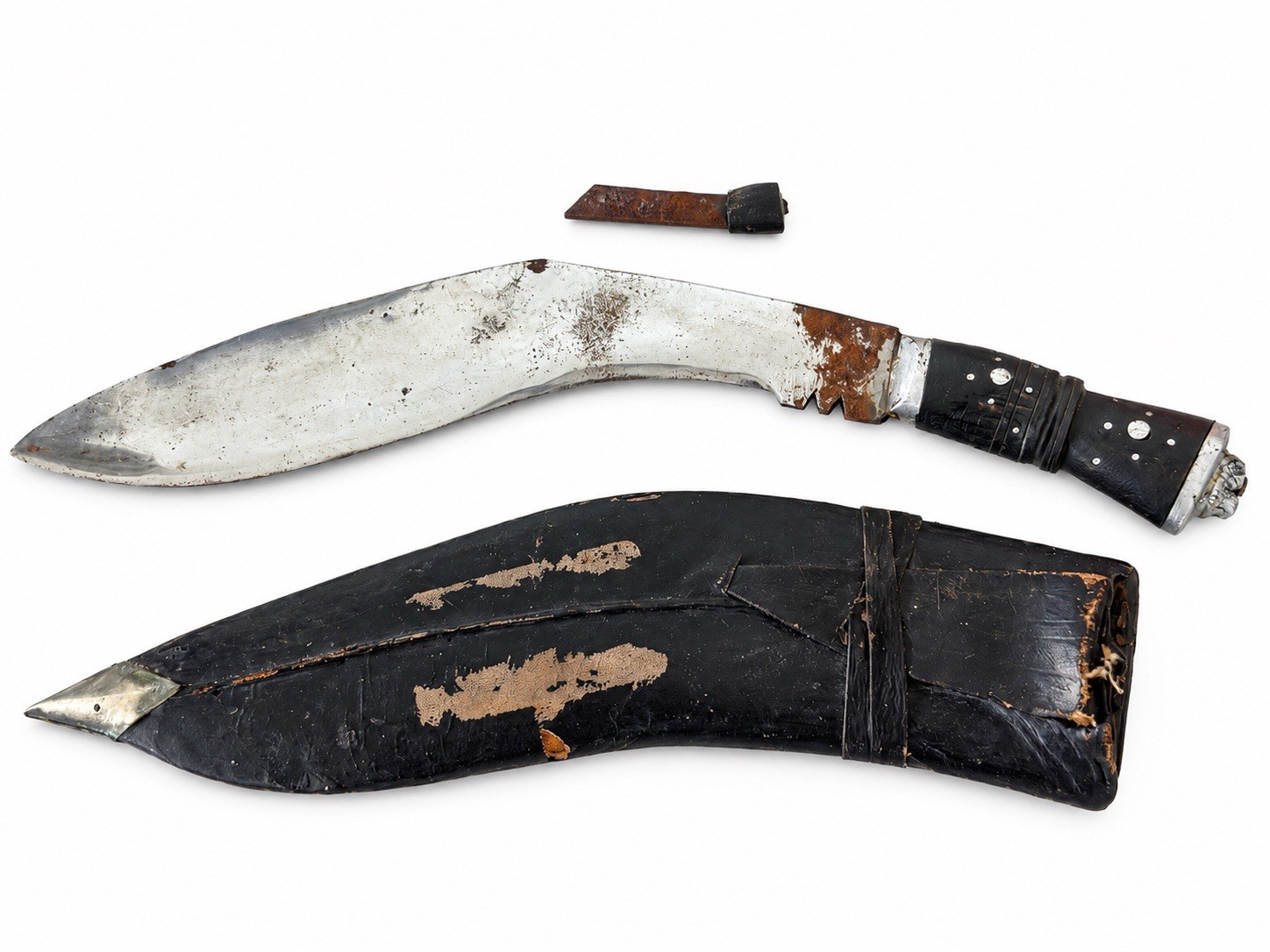 Vintage Nepalese Style Kukri Knife with Scabbard Worn Rustic Antique Look