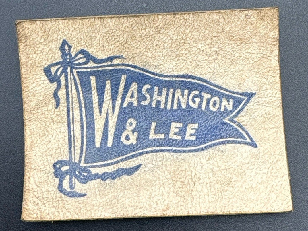 c1910 L21 Washington & Lee University College Pennant Tobacco Leather Antique