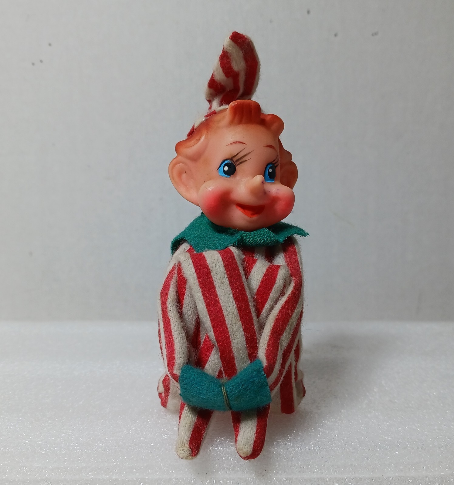 Vintage KNEE HUGGER ELF Pixie Red & White Stripe Christmas Figure Japan MCM