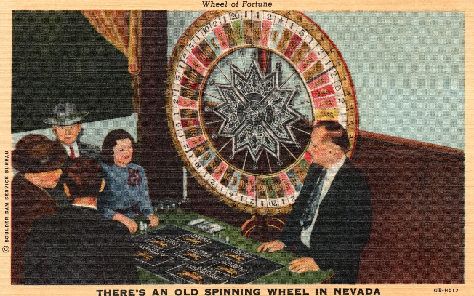 Vintage Postcard Wheel of Fortune There\'s an Old Spinning Wheel in Nevada