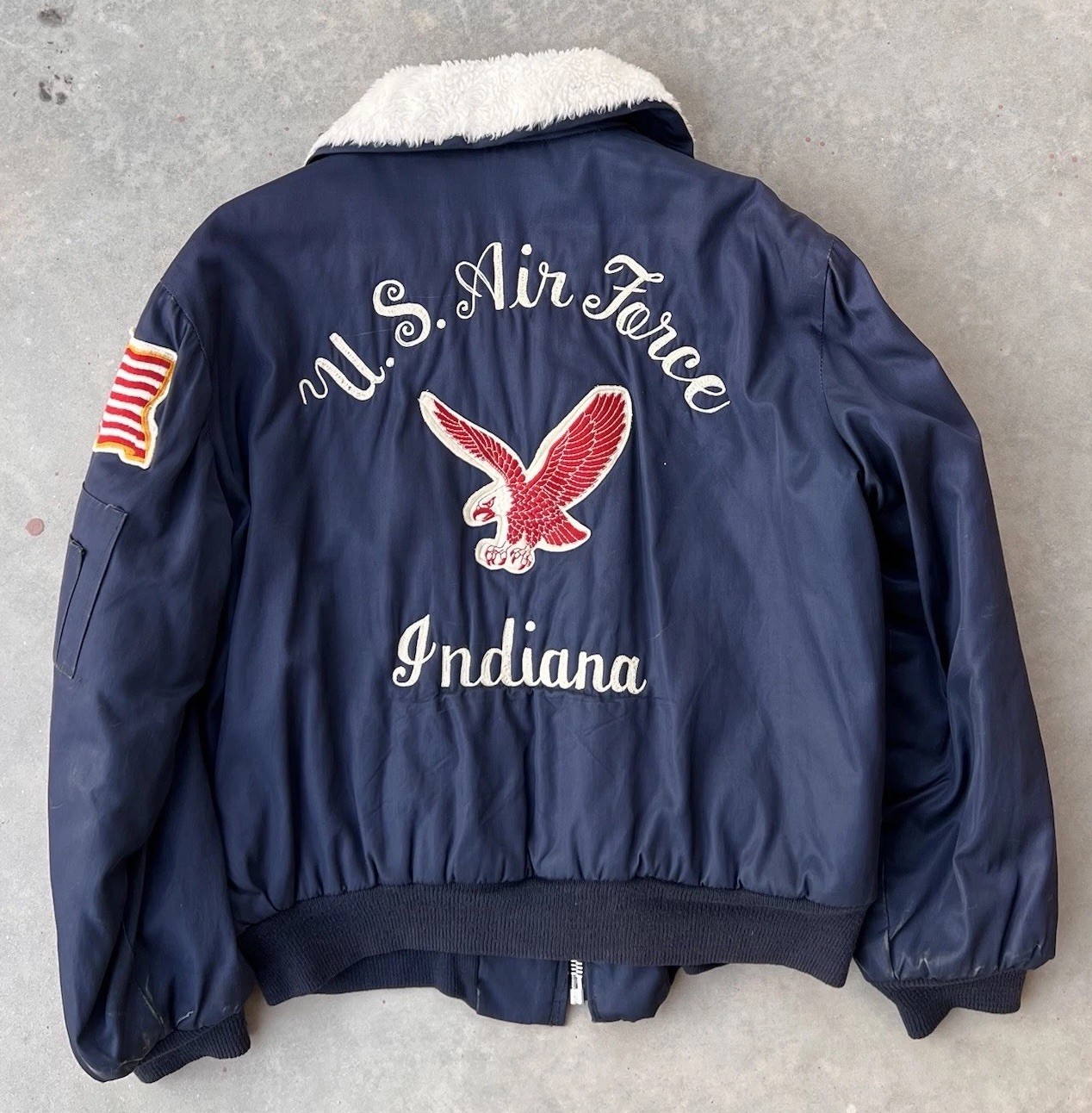 Vintage US Air Force Jacket Large ? Indiana Military Patches Eagle 60s 70s