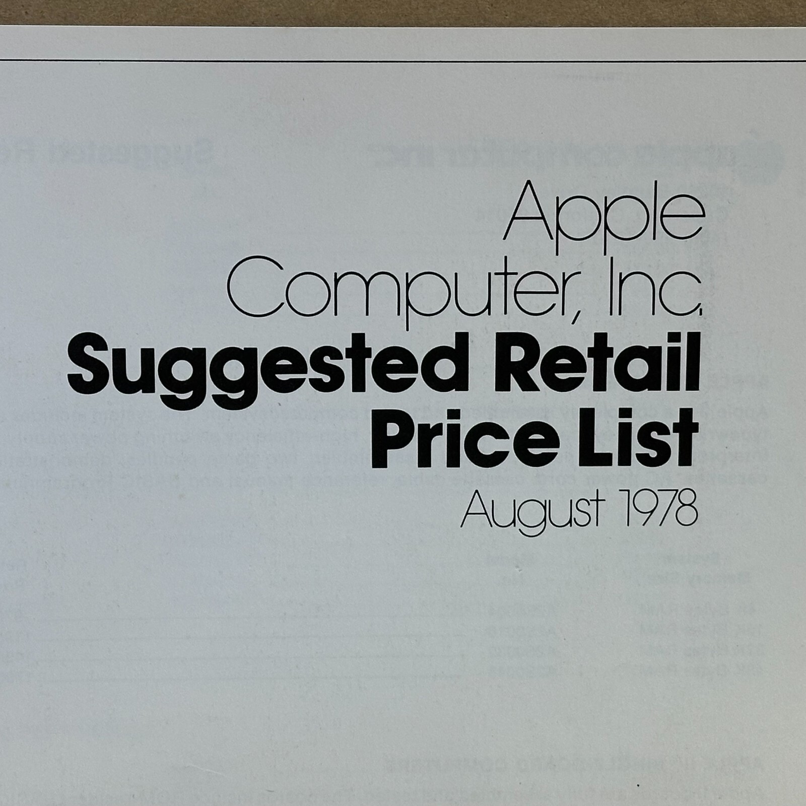48 years ago _ Suggested Retail Price List _ Apple Computer _ AUGUST 1978 _ RARE