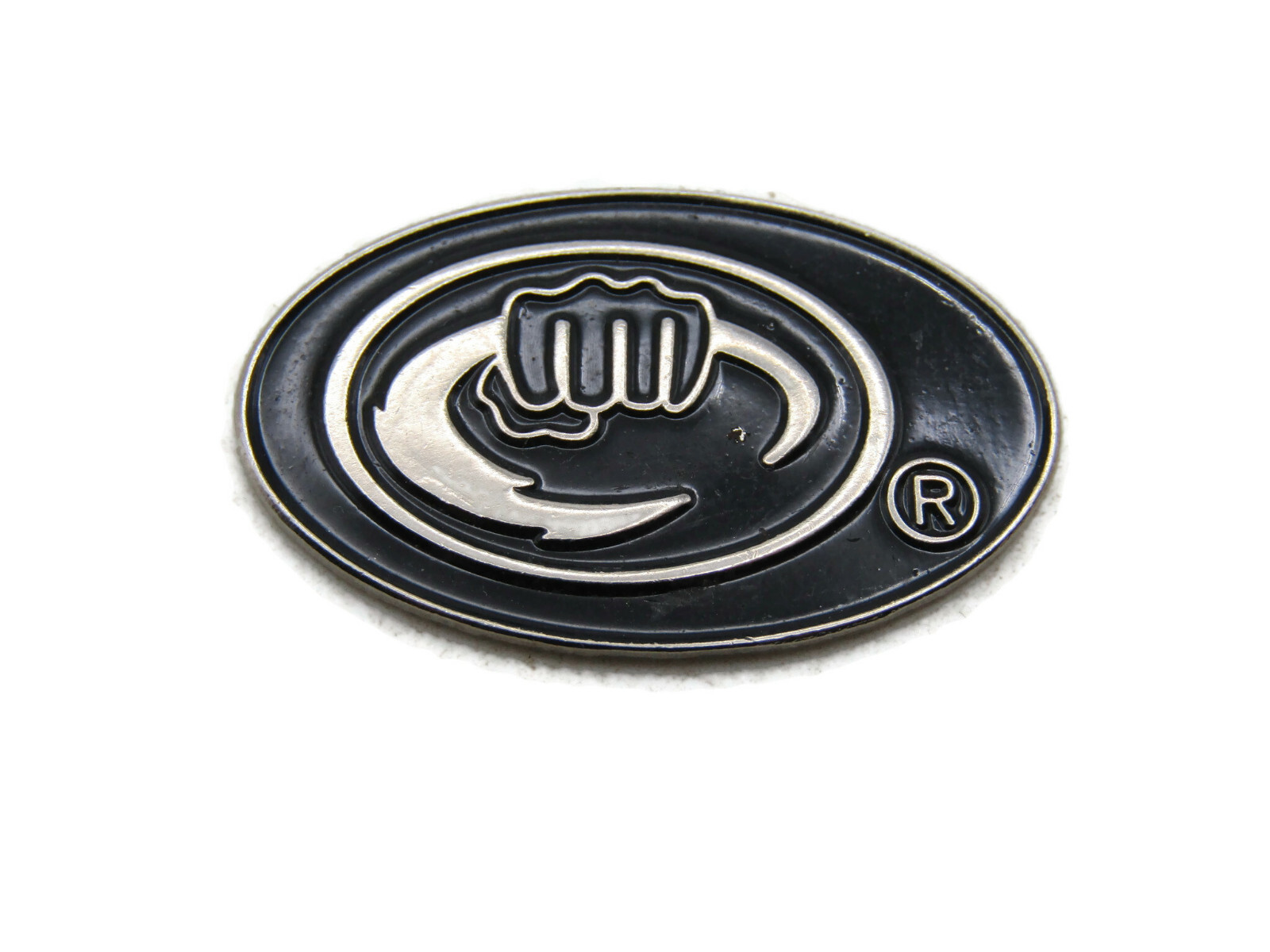 Tapout Pin Vintage MMA Fist Logo Badge Black & Silver Metal Oval Missing Back
