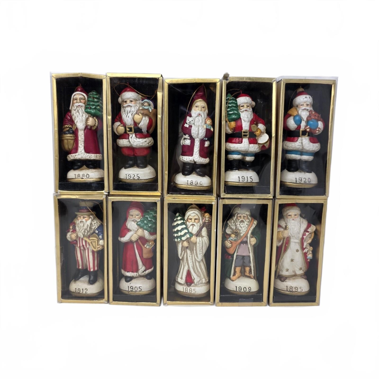 Vintage 1984 Memories of Santa Ornaments Lot of 10 Boxed Don Warning