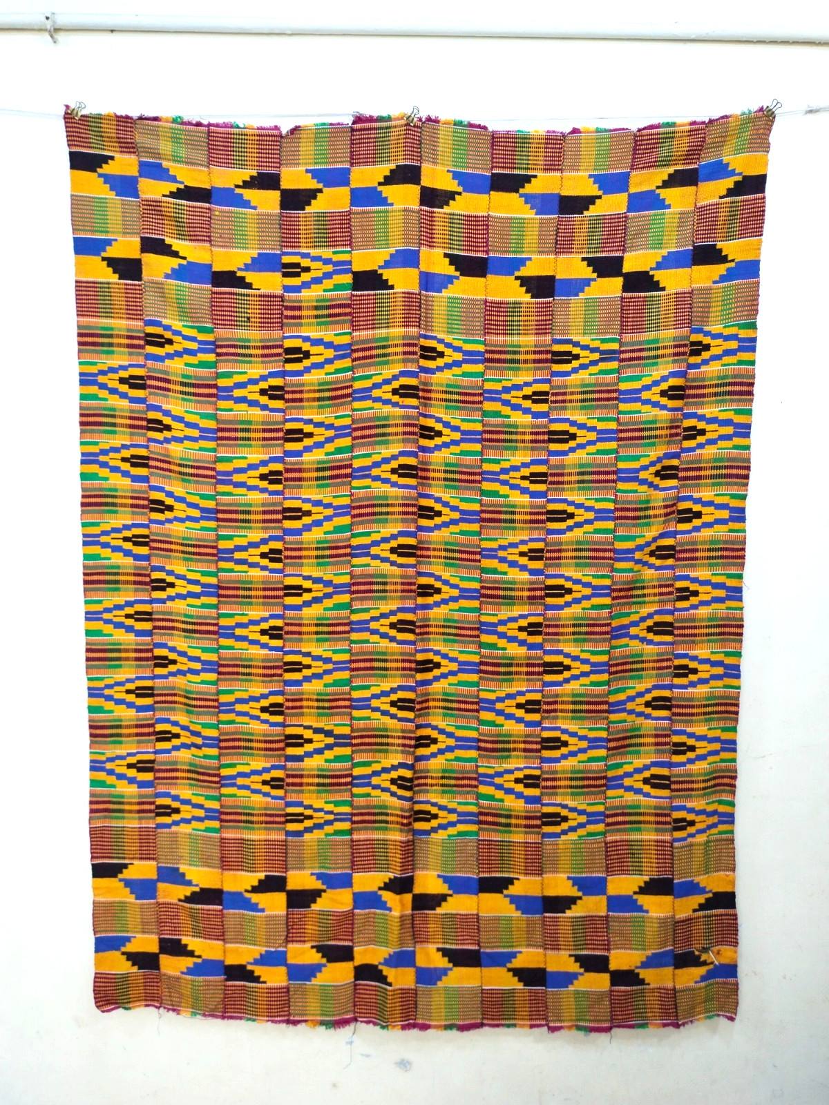 Vintage Kente Fabric Ashanti Ghana African Woven strip wrap cloth Wall Art  A29