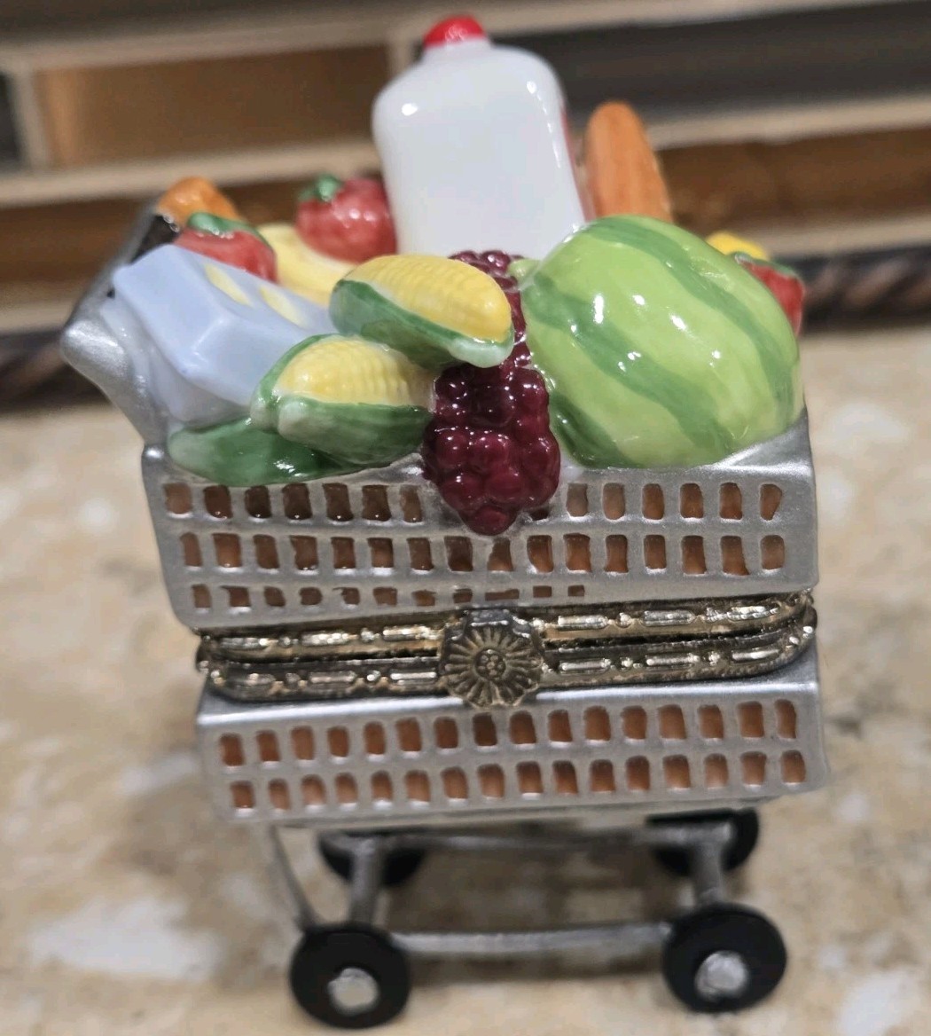 Vintage PHB Cooking Club Grocery Cart Trinket with Shopping List