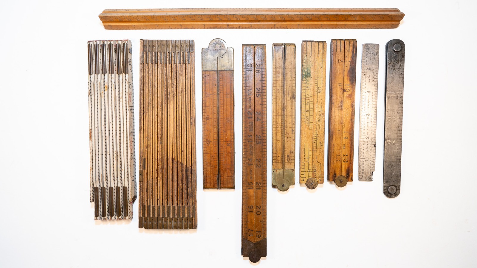 Vintage Rulers -Lot of 10 -Stanley, Lufkin, LS Starrett, Interlox, K&E, Unknown