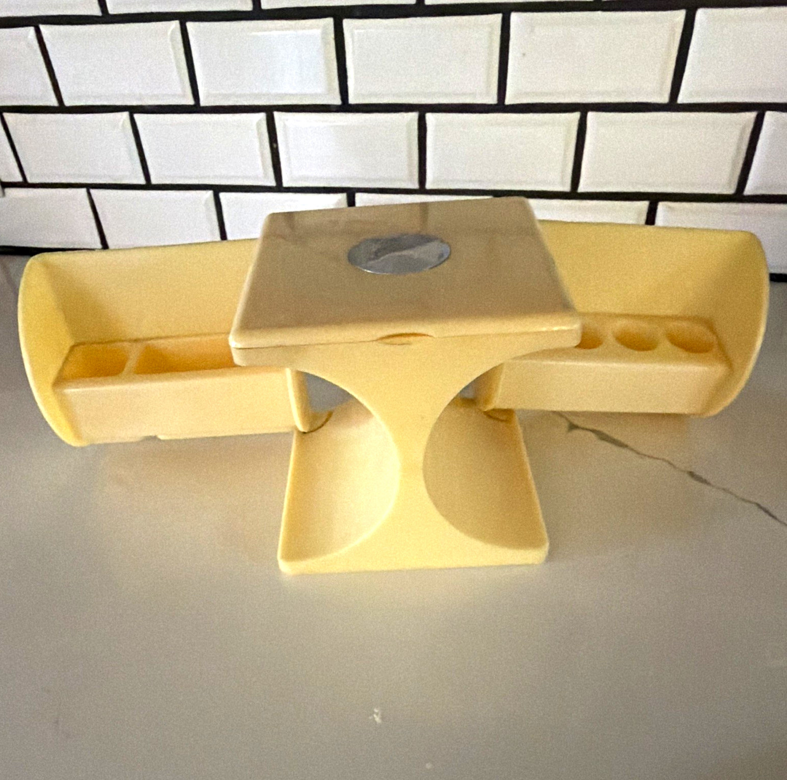 Vintage 1970s Space Age Plastic Makeup Cube Organizer Vanity Box UK Reg 972226