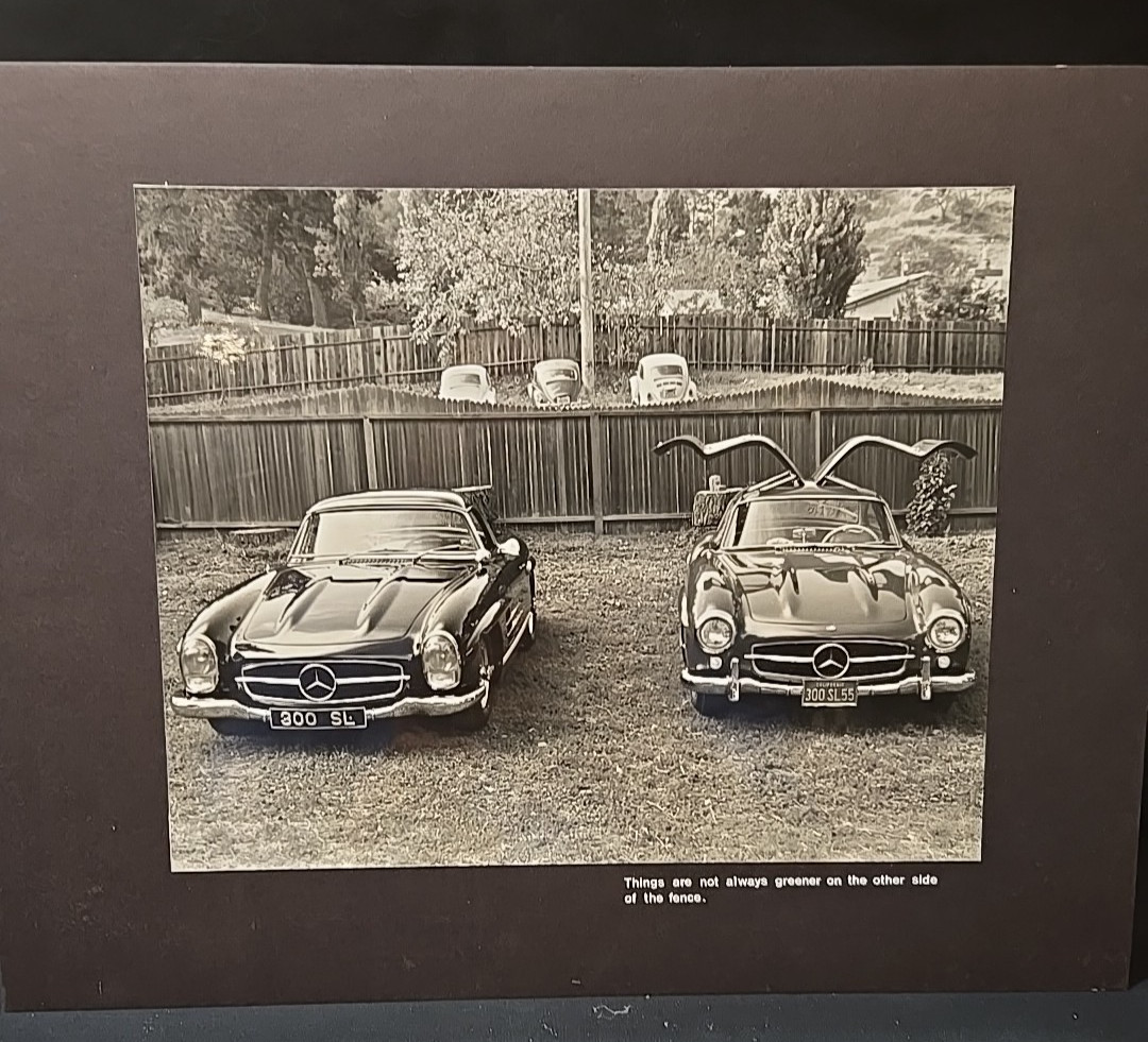 Vintage Road & Track B&W photo with VWs in back with Story UNIQUE  SEE PHOTOS