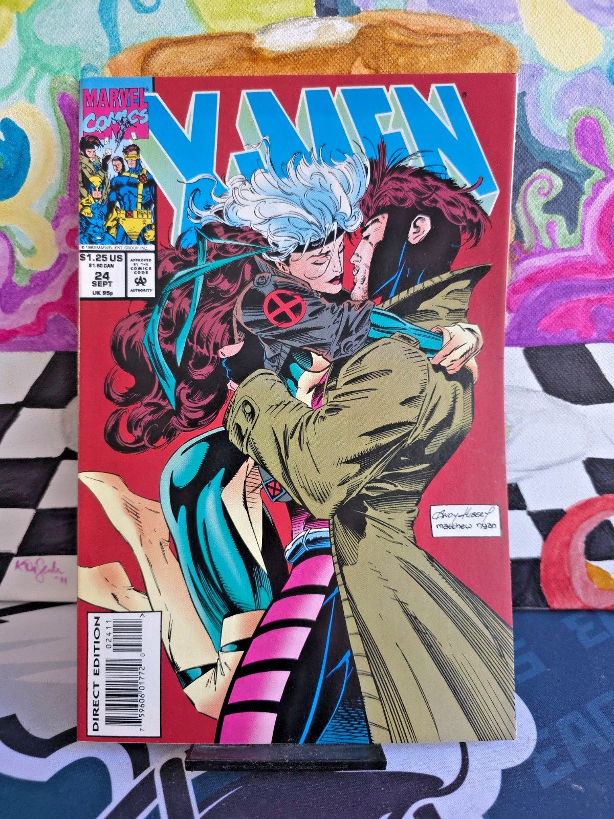 🔥👀X-MEN #24 1993 MARVEL DIRECT EDITION ROGUE GAMBIT KISS COVER ANDY KUBERT🔥