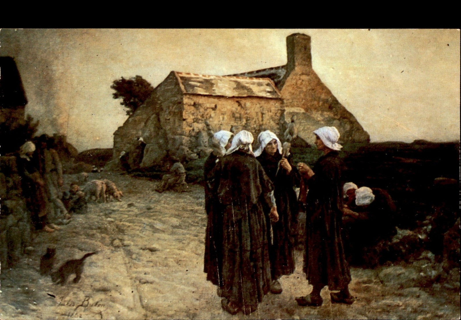 Normandy Cottage, Twilight by Jules Breton at Paine Art Center and Postcard
