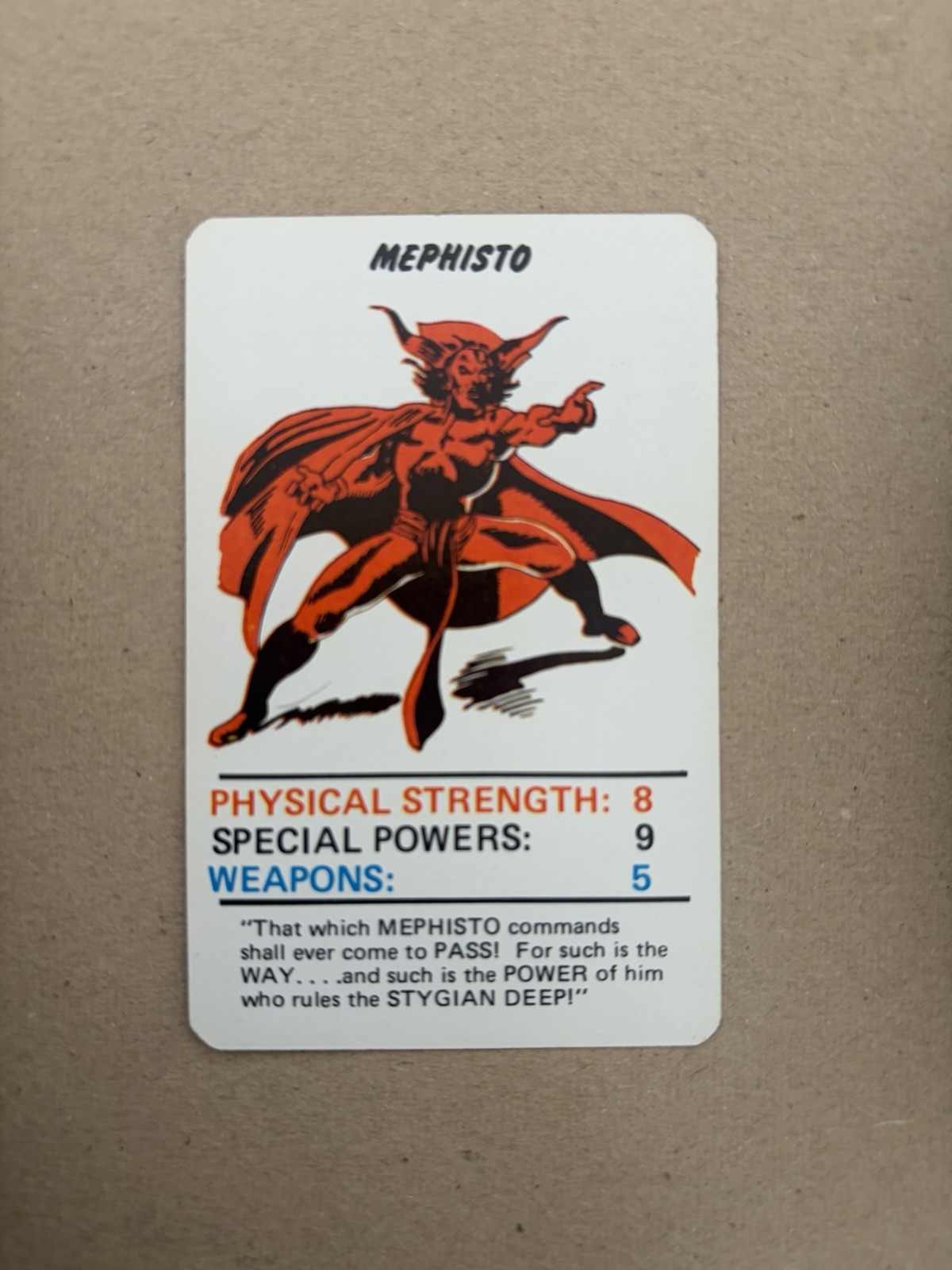 Mephisto 1977 Marvel Super Heroes Card Excellent Condition 