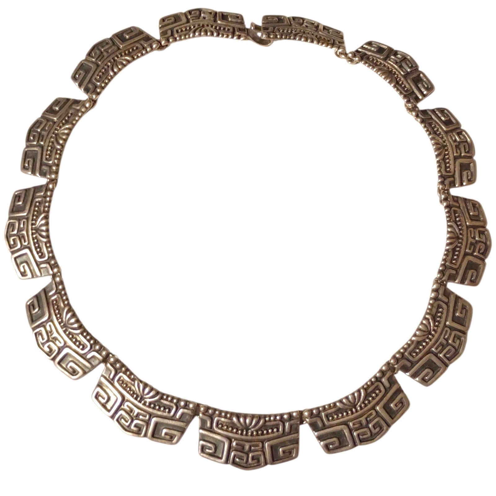 Early 1950s Antonio Reyna Taxco Mexico Sterling Silver pre-Columbian necklace