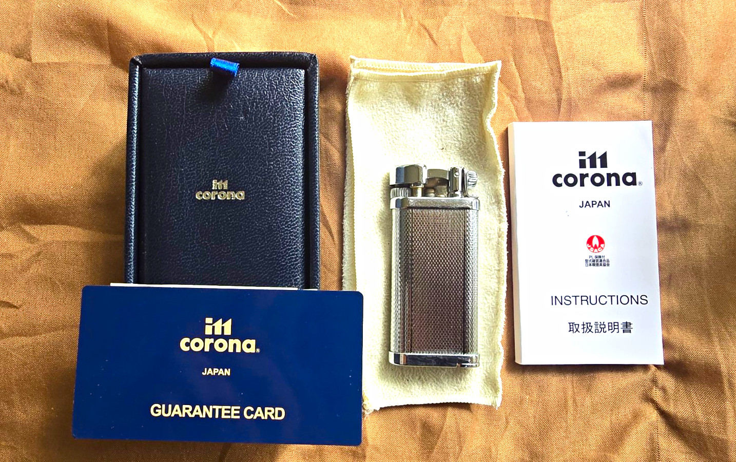 im corona Iconic Model 64-3211 Shell Chrome Silver Butane Lighter w/ Pouch
