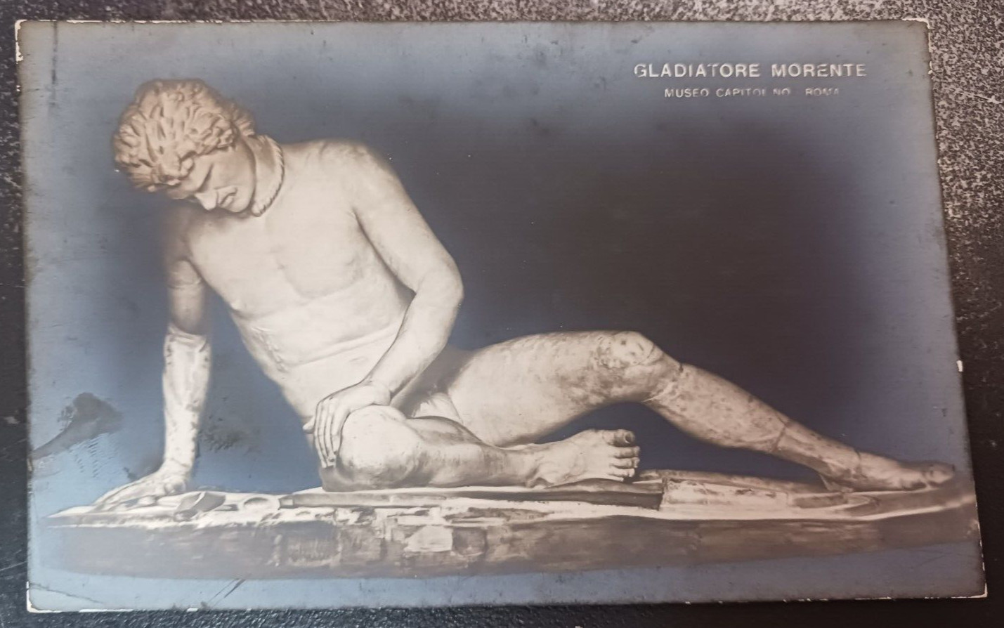 vtg postcard RPPC roma-museo capitolino-gladiatore morente unposted