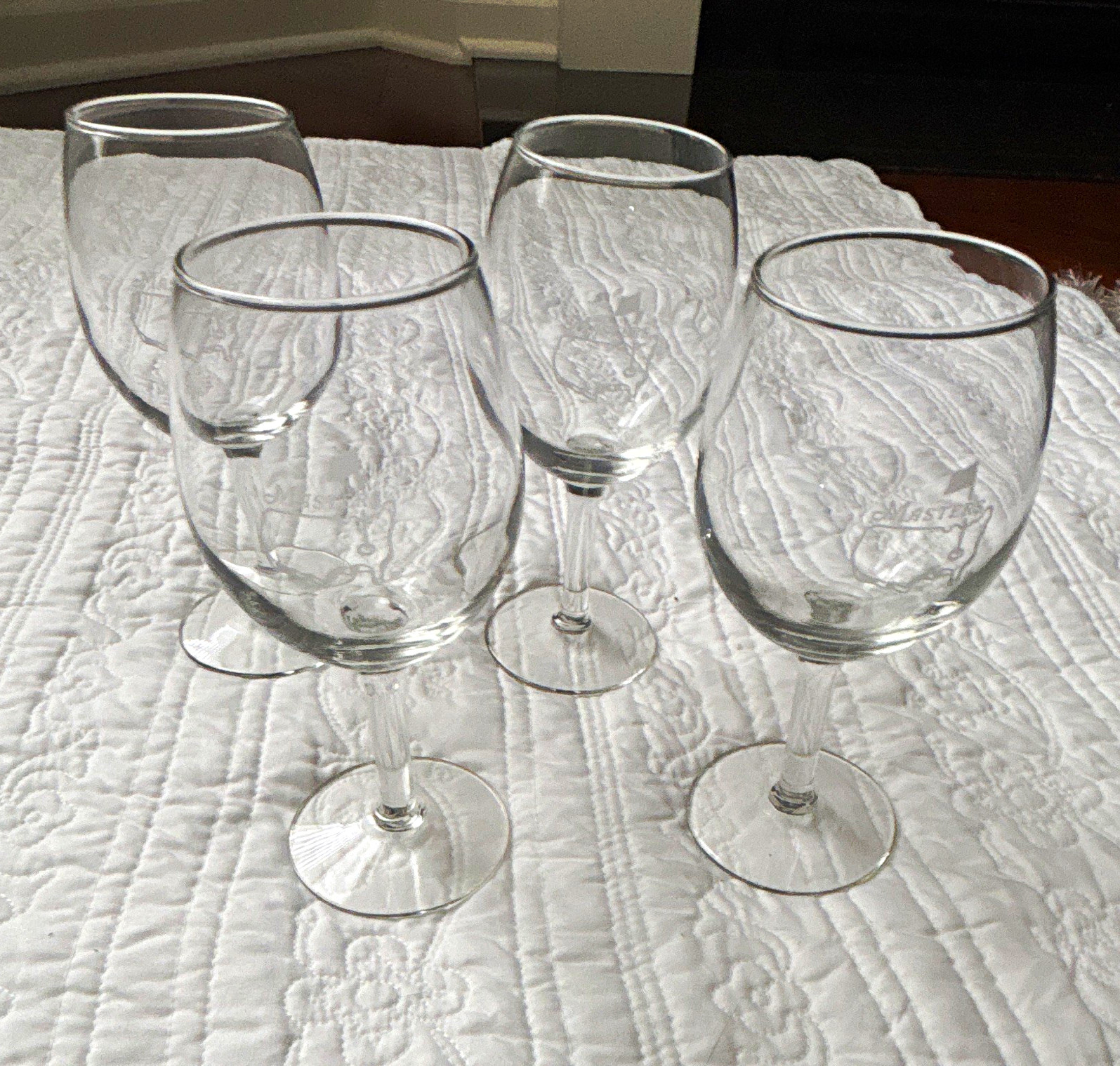 Official Augusta National Masters Tournament Etched Wine Glasses Set of 4 No Box