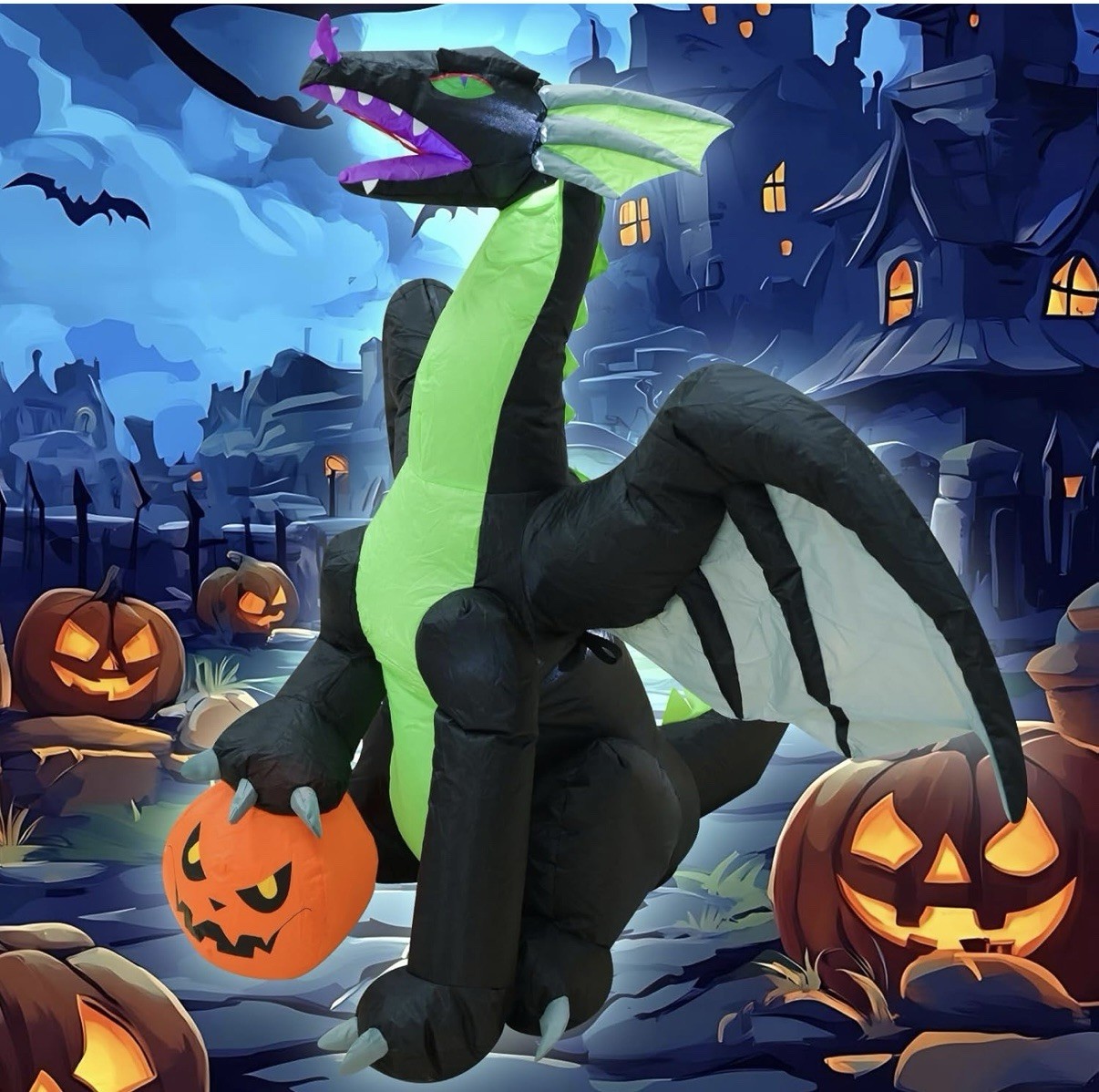 4FT Dinosaur Halloween Inflatable Halloween Blow Up Decoration with LED Light
