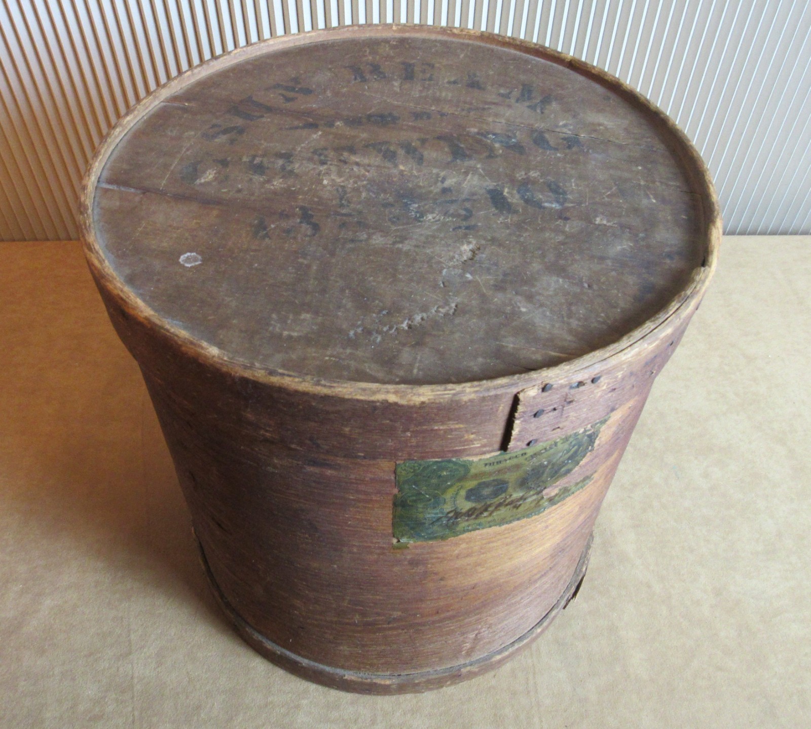 1874 Early Indian Wars Chewing Tobacco Keg Caddy Tax Stamp label Box Crate 1870s