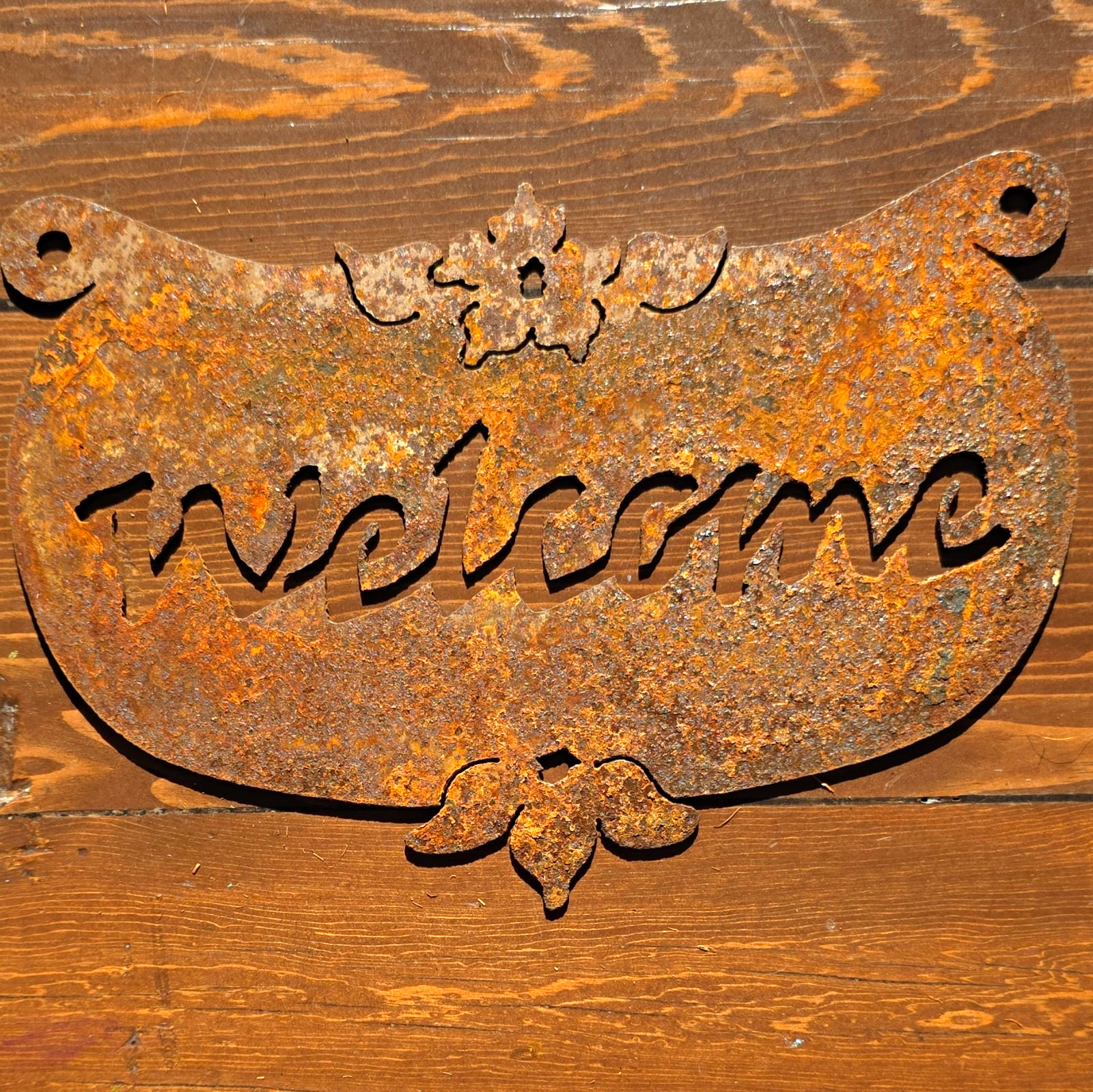 Cast Iron Welcome Sign Plaque Vintage Rustic Wall Decor Plaque