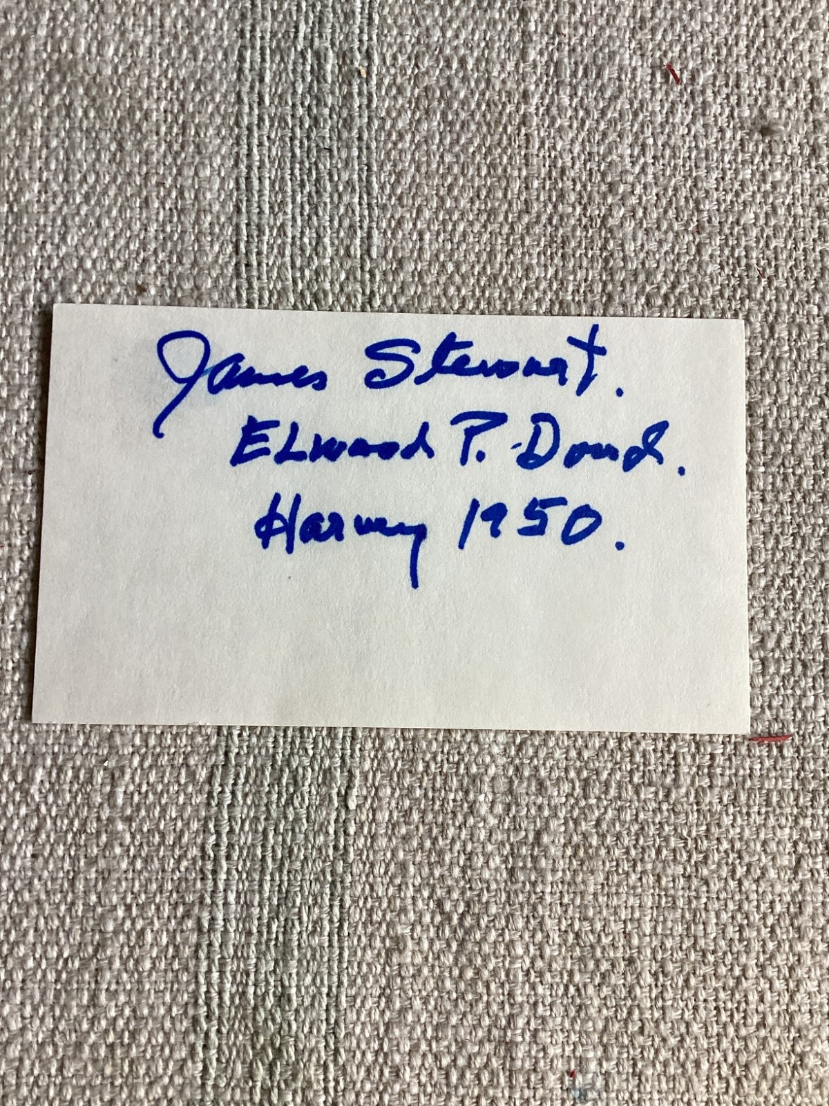 1950 James Jimmy Stewart Elwood P. Dowd Harvey Rabbit Autograph Signature Card